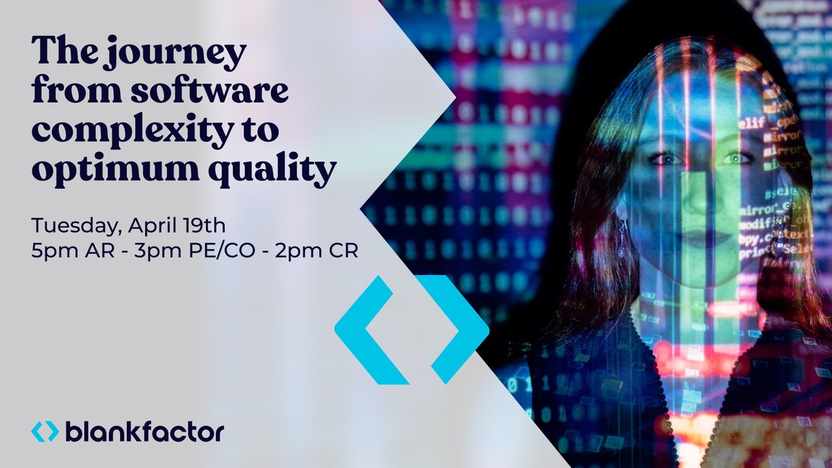 Let’s go over the most common mistakes in software development - and how to seamlessly fix them - in our next #webinar “The journey from software complexity to optimum quality”. 

Tuesday, April 19th | 5pm AR - 3pm PE/CO - 2pm CR. 

https://t.co/udg56q91uC https://t.co/pGdRHDkU0C