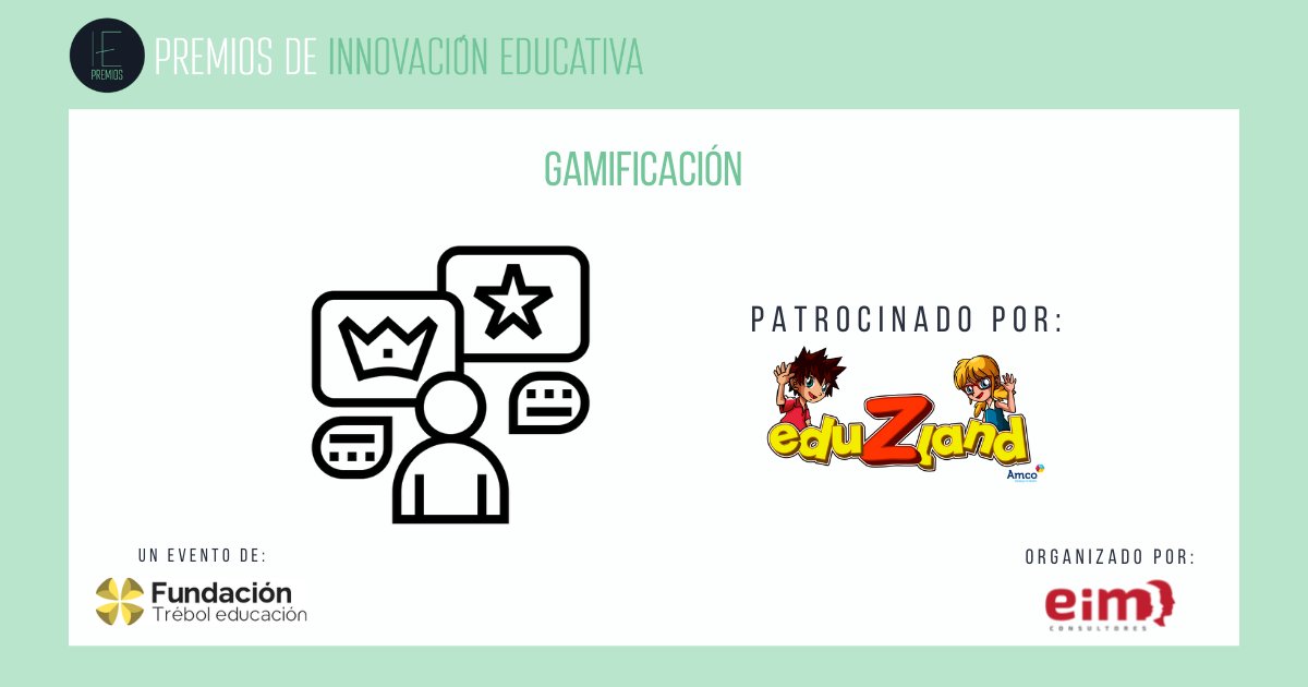 ¿Sabes que puedes presentarte a la categoría de Gamificación? Está patrocinada por <a href="/EduZland/">eduZland</a>, el primer programa de aprendizaje que es un videojuego: 100% digital y gamificado con el que los alumnos harán lo que más les cuesta, haciendo lo que más les gusta.