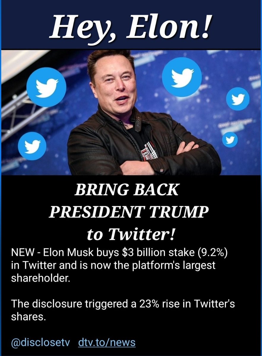 DrLuisa91's tweet photo. Hey, @elonmusk!!
BRING BACK PRESIDENT TRUMP TO TWITTER!!
GOD Bless! #JESUS ❤
#TrumpTwitterReturn
@IAmAshAsh1 @General_Covfefe @Godstrojanhorse @mtbackpackrk @catturd2 @PapiTrumpo @DonaldJTrumpJr @DanScavino @ninoboxer @JackPosobiec @DrScottYoung https://t.co/vVkFAgzyqO