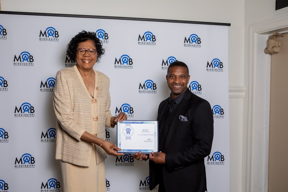 WJSU885's tweet photo. Congratulations to the @JacksonStateU Dept. of Journalism and Media Studies, Tiger Report and #coolandcurrent WJSU for placing in several categories during the 2022 Mississippi Association of Broadcasters Excellence in Broadcasting Awards.
📸: MAB https://t.co/CIpxFFKV7G