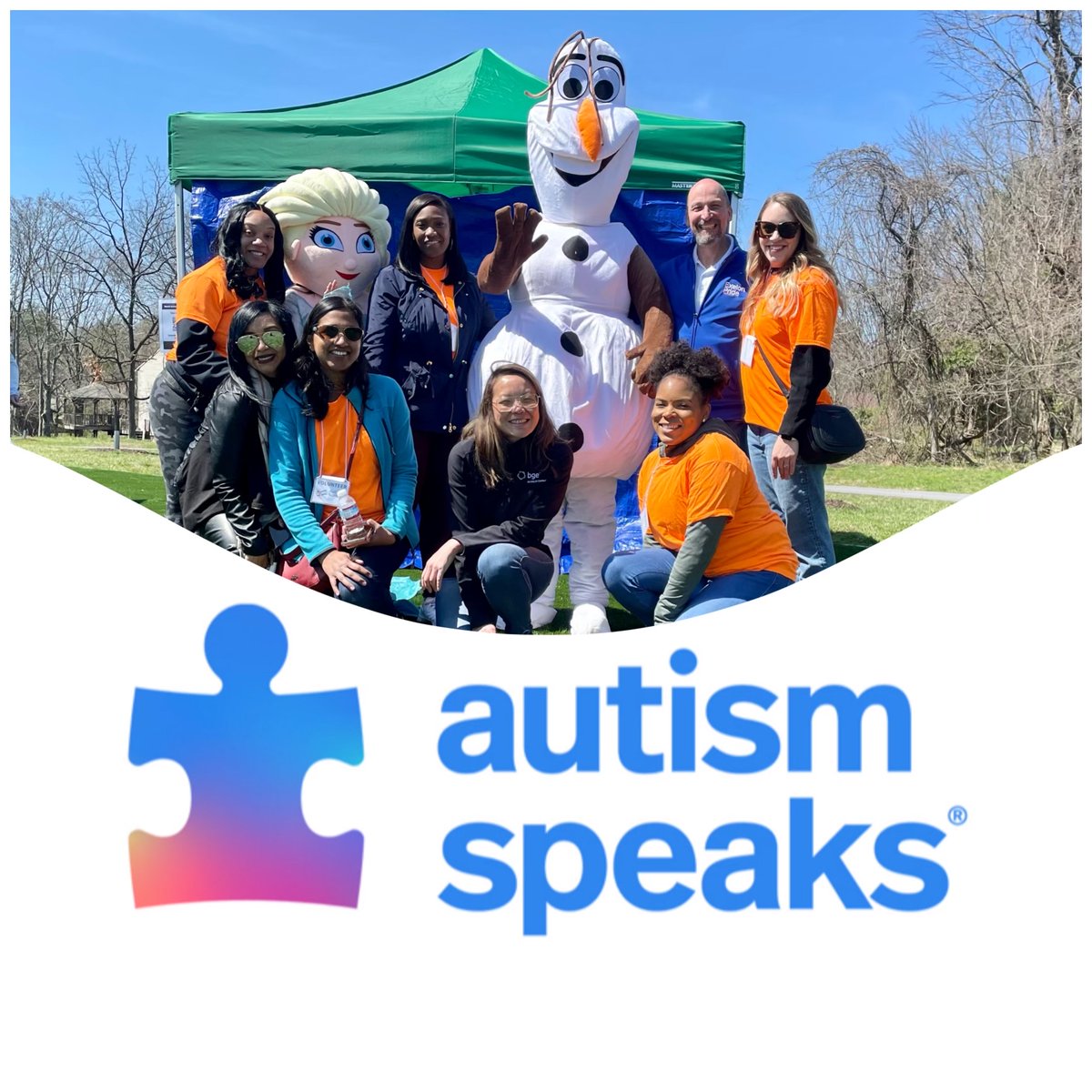 Exelon's tweet photo. Not only is it #NationalVolunteerMonth, it’s also #WorldAutismMonth! IT team members in the Baltimore area donated their time to the cause by volunteering at Autism in the Park with @HCASociety and @HoCoRec. #WorldAutismAwarenessDay https://t.co/vgwETQzQoW