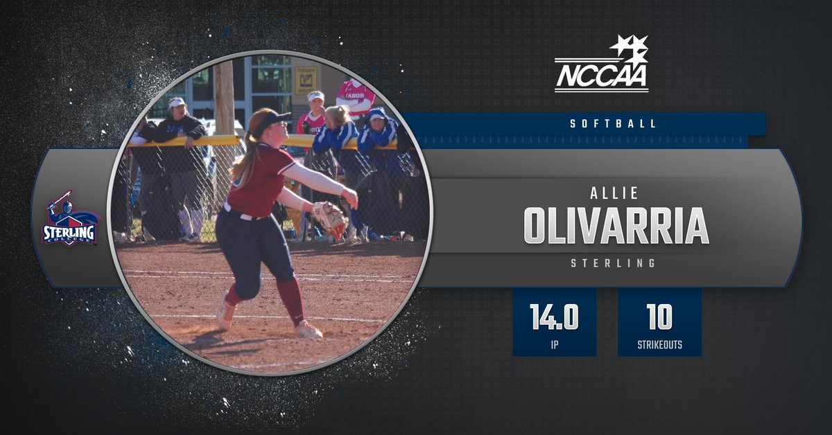 TheNCCAA's tweet photo. Congratulations to Allie Olivarria of Sterling College, #NCCAASoftball (Pitcher) Student-Athlete of the Week! #PlayForHim https://t.co/ACG56rjroe https://t.co/WxjAqZaCtI