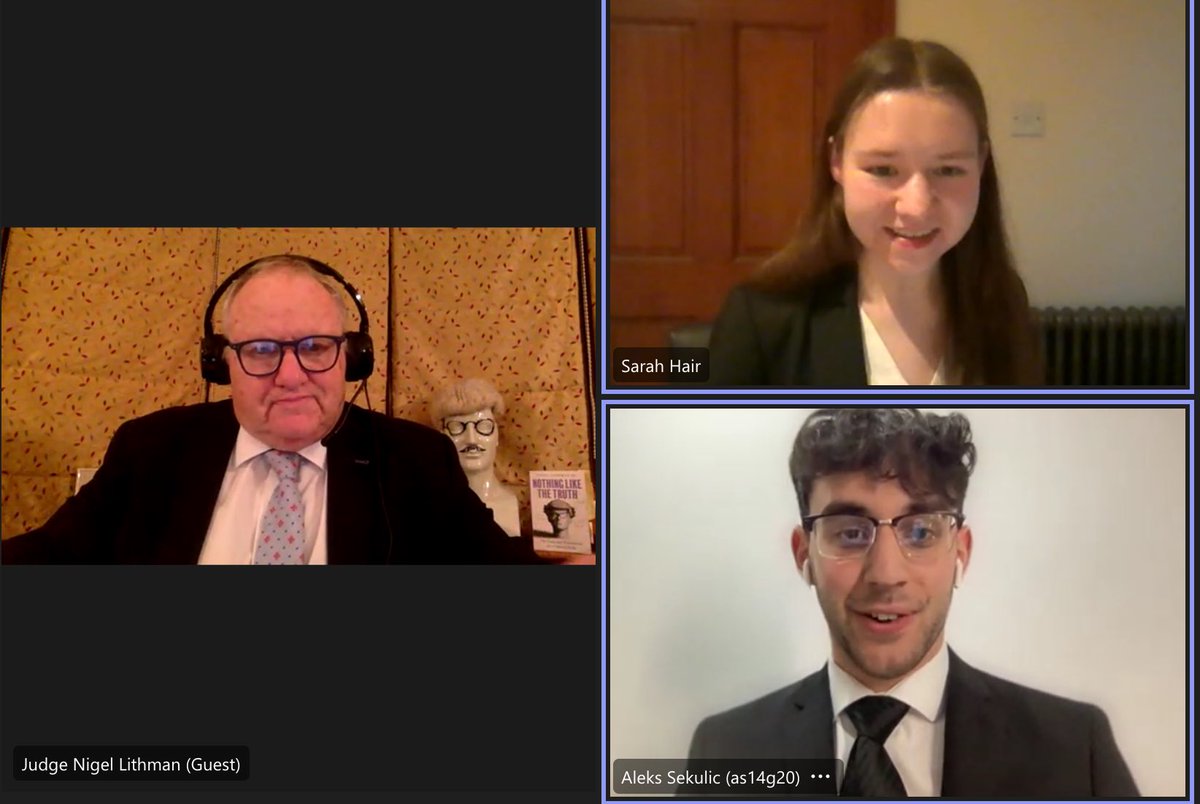 qubmooting1's tweet photo. Finals are underway…🧑‍⚖️

Giving his plea first is Aleks Sekulic from @unisouthampton 

Next will be Dariya Petryshyn from @qubschooloflaw 

@NigelLithmanQC presiding. https://t.co/qCOUm22Ma5