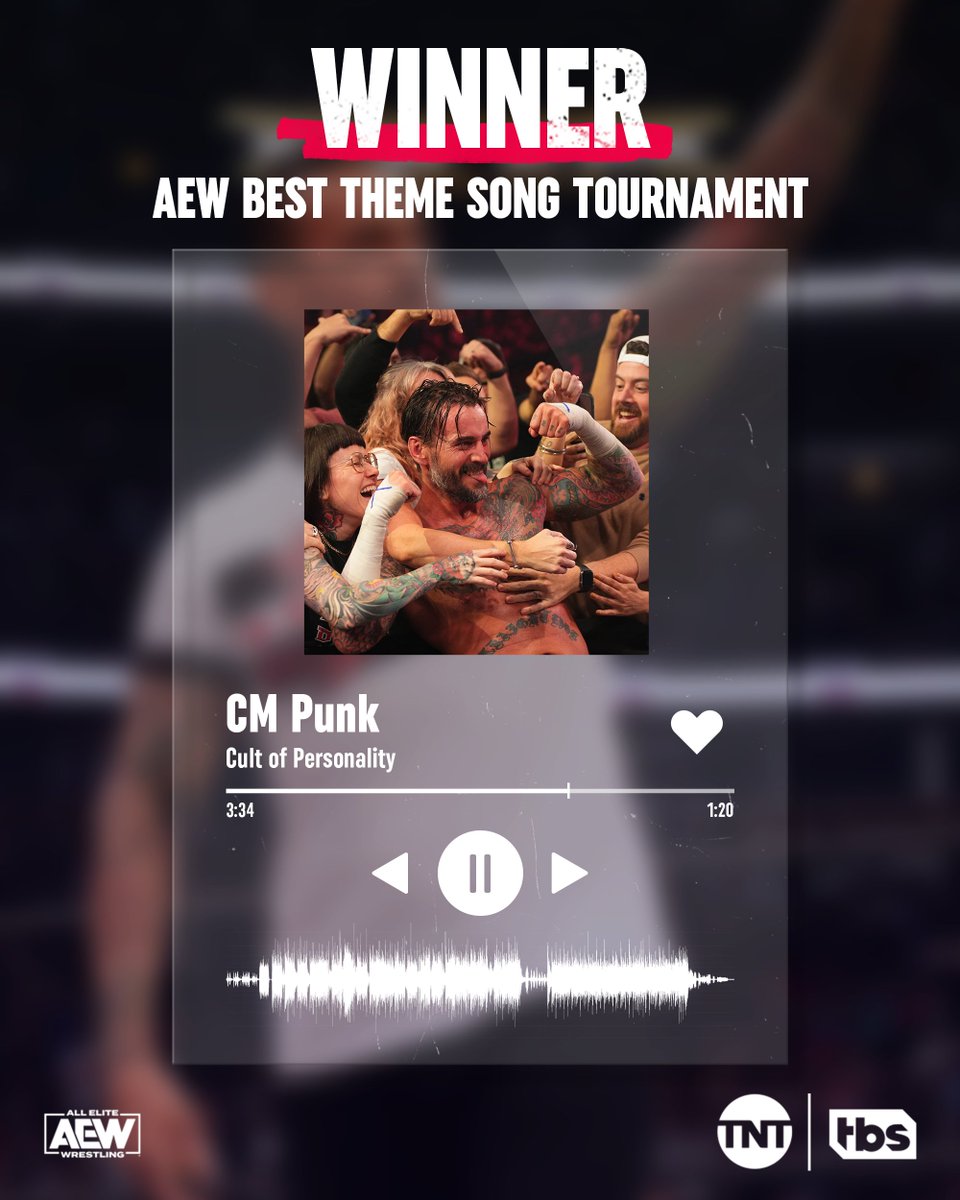 AEWonTV's tweet photo. The one song to rule them all. @CMPunk is our @AEW Theme Song Tournament CHAMP 🤘 https://t.co/Srzu2ffE5L