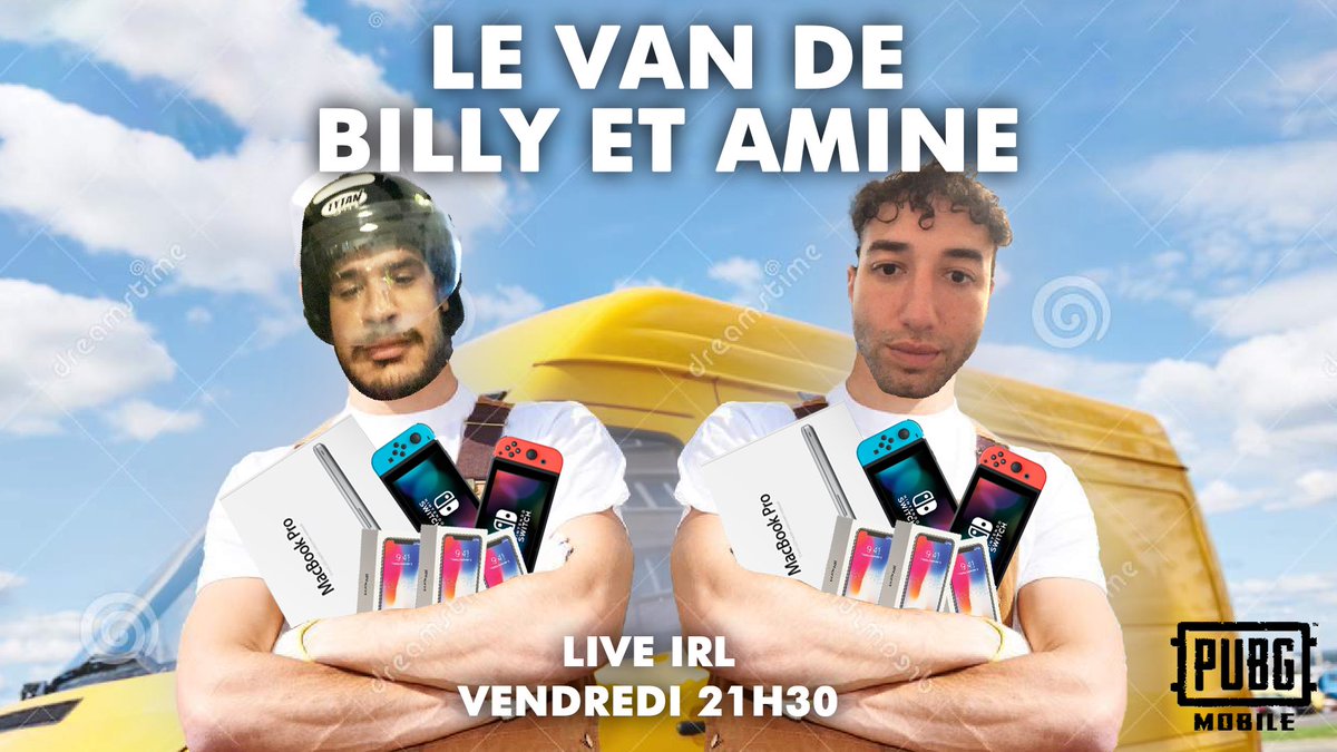 La mif.. nouveau concept de live IRL avec mon hermano Amine. On sera dans un Van et grâce aux 4 ans de <a href="/pubgm_france/">PUBGM_FR</a> vous pourrez nous tracker et monter dedans avec nous 😁

(et vous pouvez participer à leur événement d'anniv gratuitement ici:bit.ly/3wO8X6I) à Vendredi !