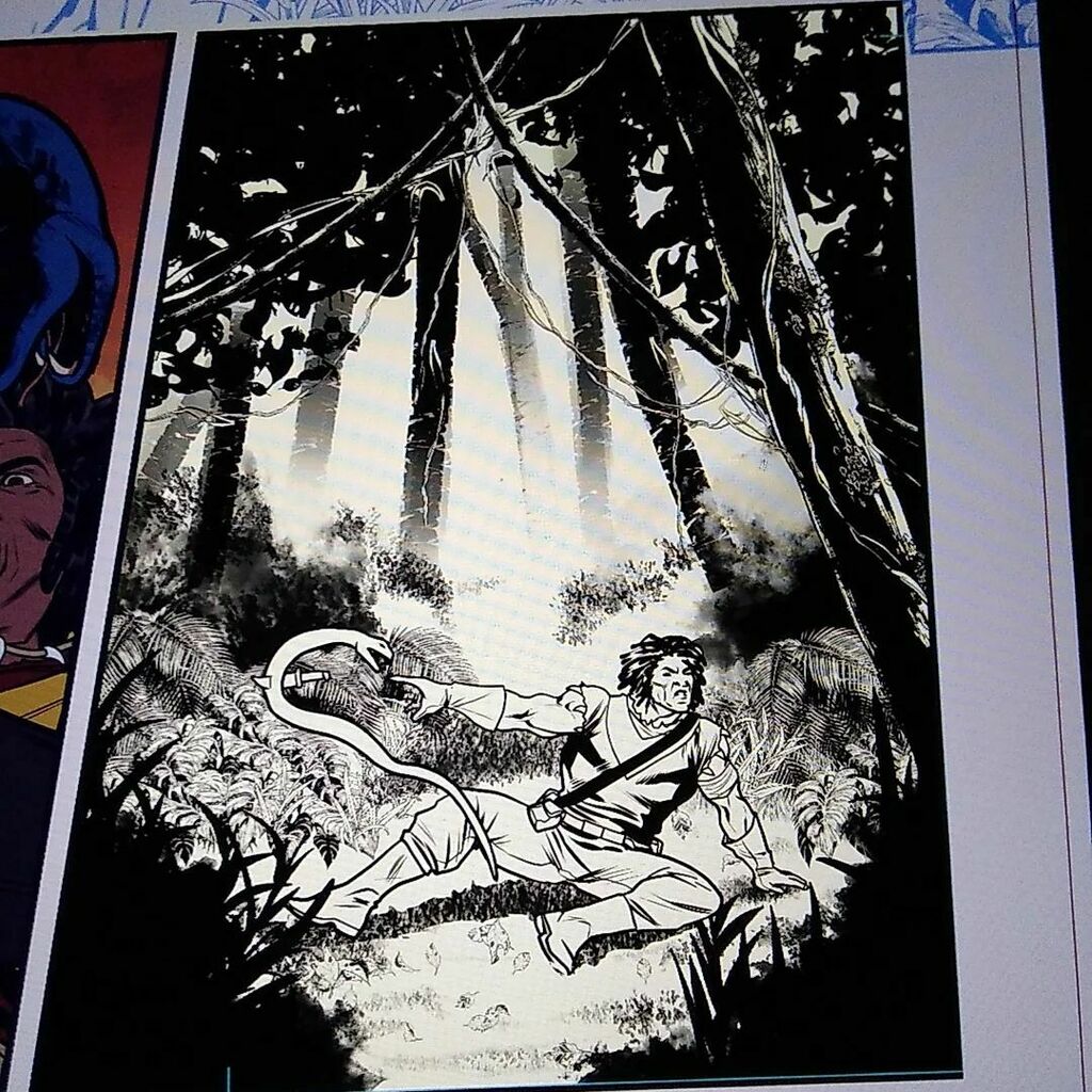 BrianAtkinsArt's tweet photo. Been really enjoying using my coloring texture brushes in my line art more and more. Helping me learn to imply things that aren't the focus instead of using time better spent elsewhere on the page.
#wipcomics #artprocess #comicbooks #comicartist #comicart https://t.co/kfXLmsjdpq