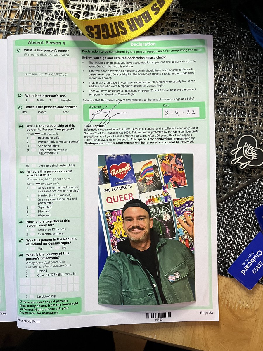 wanted_24's tweet photo. This is what happens when I don’t read things properly 🤦 the #Census2022   pacifically says no photos! I went out of my way  to print this photo of and make sure @PantiBliss &amp; @GCNmag were in the background  #Queer #protecttransyouth https://t.co/alKdgxfInR