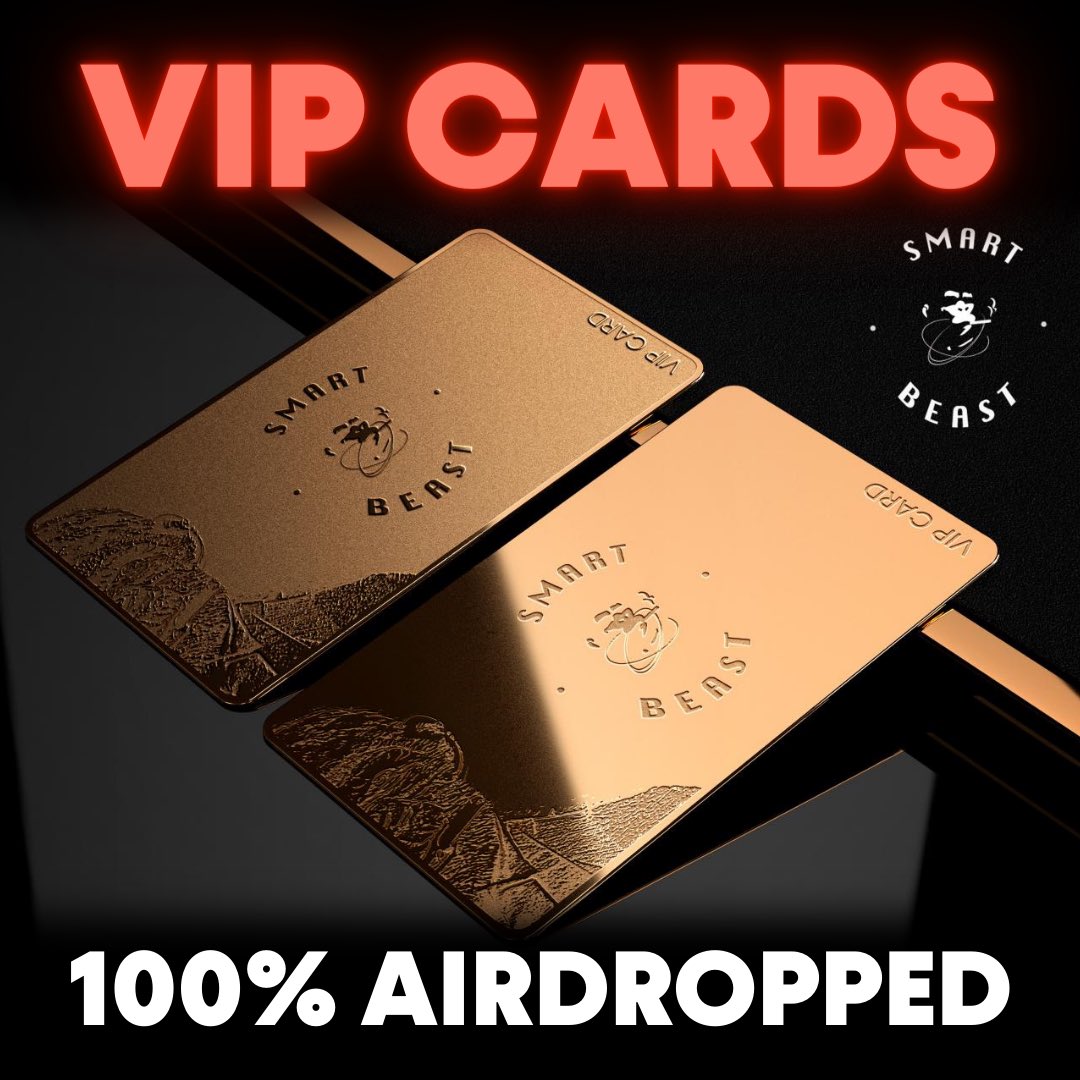 SmartBeast_nft's tweet photo. 100% OF THE VIP CARDS HAVE BEEN AIRDROPPED 🔥 

Thanks to our team for the past 2 weeks! You now only have 24h hours to open a ticket on Discord &amp; claim your card! https://t.co/gokHuNAU1o 

We’ll start airdropping the NFTs tomorrow. Be ready. 🧠🐵
Comment "VIP" if you’re excited! https://t.co/WLVOWUSeT2