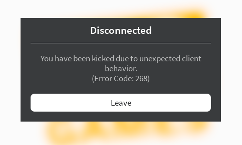 You have been kicked due to unexpected client behavior. (Error