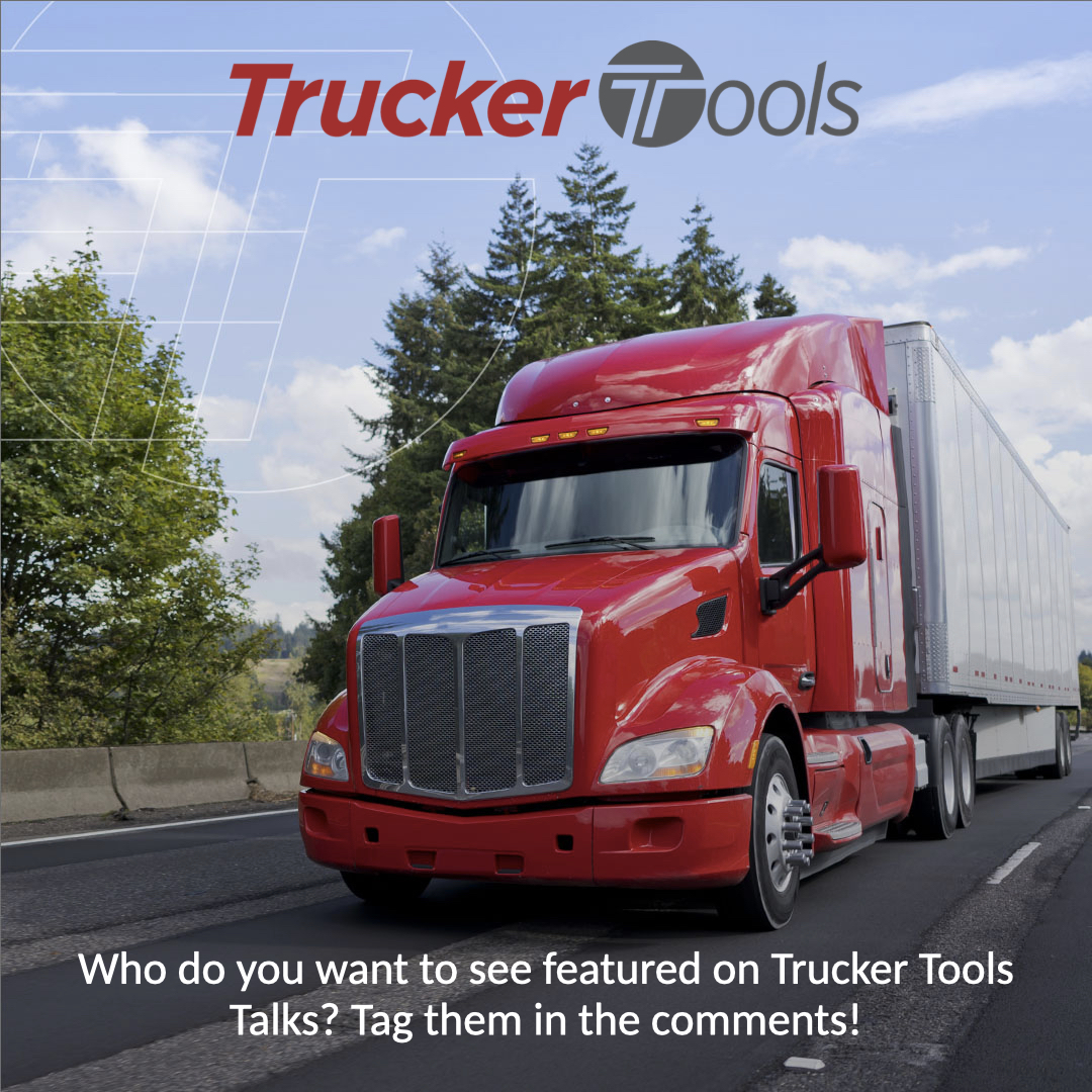 trucker_tools's tweet image. Is there somebody in #trucking who you want to learn more from? Mention them in the comments for a chance to see them featured on Trucker Tools Talks! If your guest is picked, we&apos;ll send you a free #TruckerTools t-shirt.