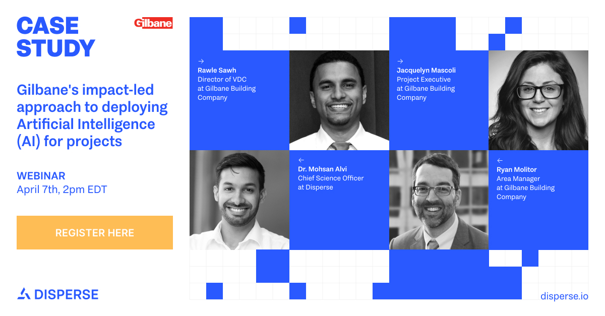 .<a href="/GilbaneBuilding/">Gilbane Building</a> took an impact-led approach to deploying #AI in the field. On April 7th at 2pm, hear the story of how they evaluated and deployed advanced technology that's helping to drive building productivity for their projects.

Register here: bit.ly/3DCjDXq