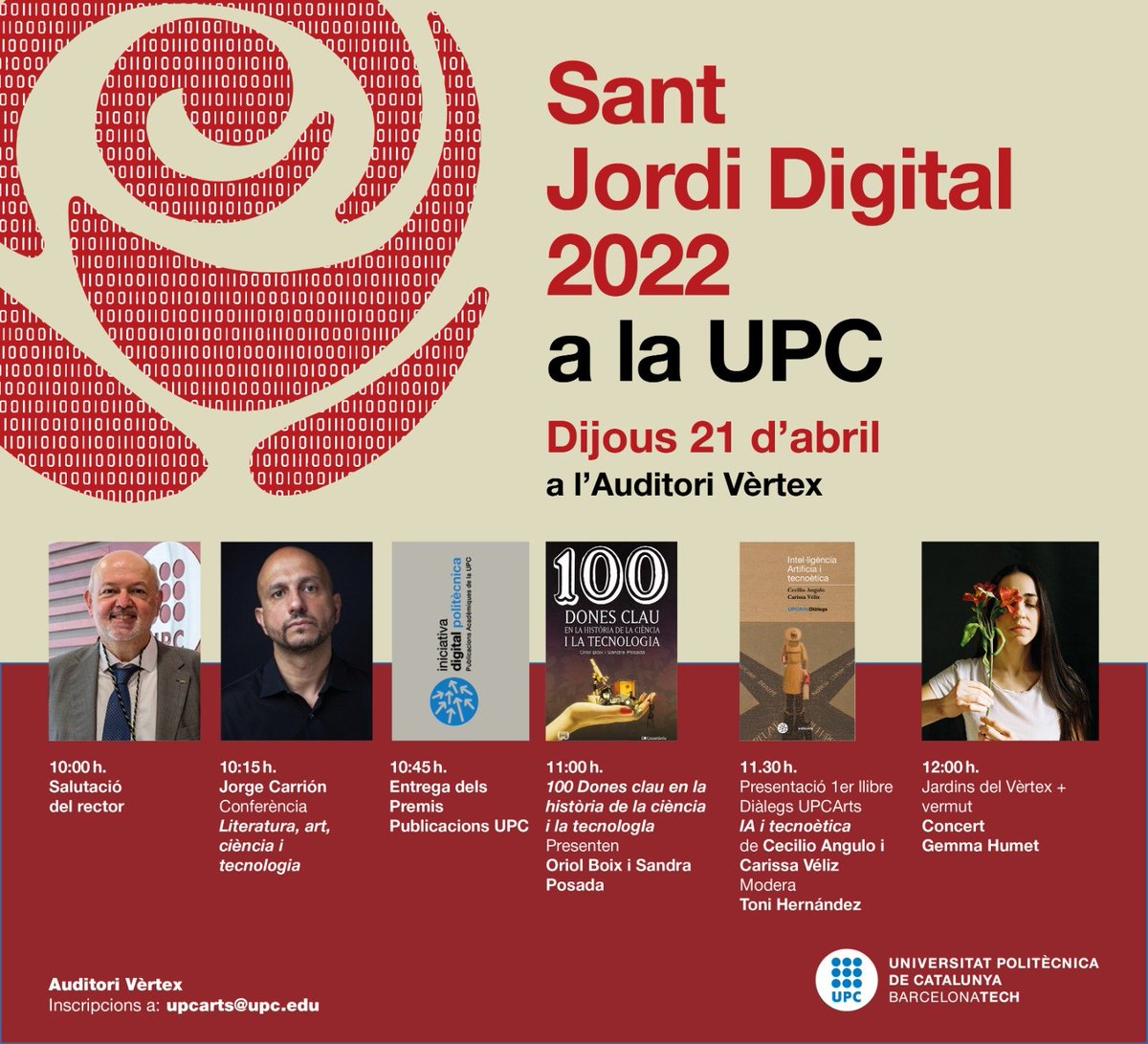 therfer's tweet photo. 👉21 d'abril no falteu!
-Presentació @RectorUPC
-@jorgecarrion21 📗
-Premis publicacions @la_UPC
+ Presentació llibres:
100 dones clau... @Oriol_Boix_dee #SandraPosada
Intel·ligència artificial i tecnoètica @CarissaVeliz @cecilioangulo
@gemmahumet🌹
Inscripció: upcarts@upc.edu https://t.co/0ITJmGpQRd