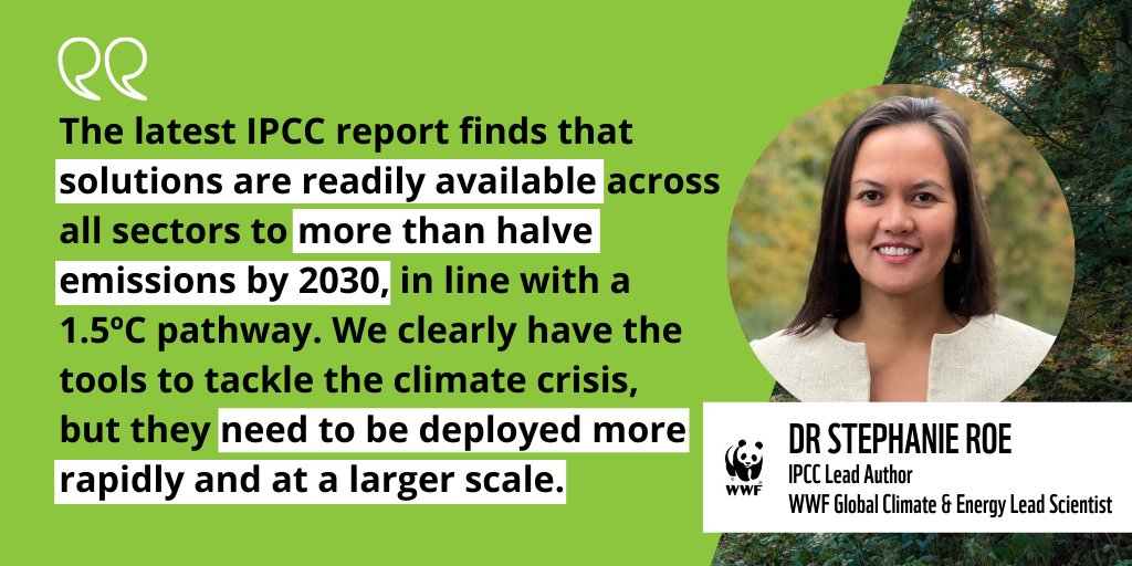 The new #IPCC #ClimateReport shows we have the solutions - but they need to be scaled up ⬆️ to keep 1.5ºC within reach. 

A low-carbon economy can create more jobs and benefit our economy, society and nature, says <a href="/WWF/">WWF</a>'s <a href="/stephanieroe/">Dr. Stephanie Roe</a>