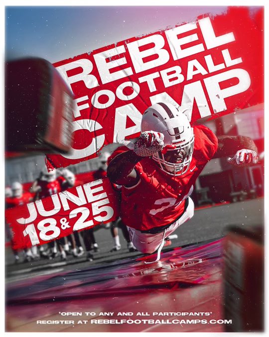Heating up the Summer with Rebel Football Camps in June ‼️🔥
 
Register now: rebelfootballcamps.com 

#BEaREBEL