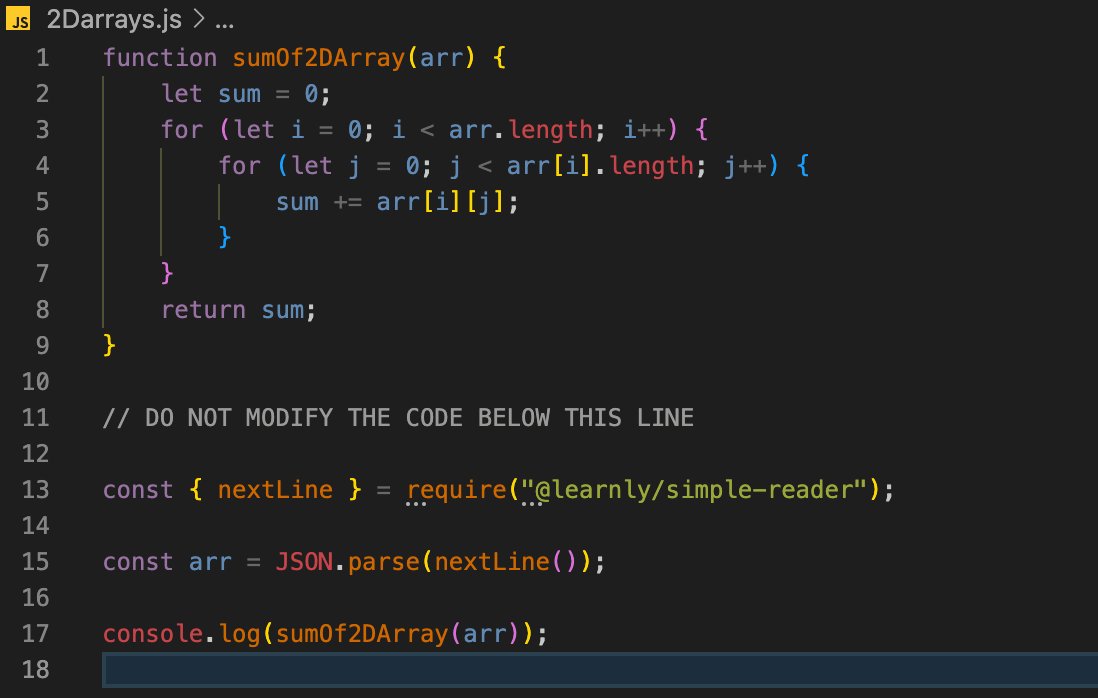 KormocziAdam's tweet photo. #Day53 wohooo!! 3 really creative exercises #LearnlyDev course about multidimensional arrays! 
☑️Sum of 2D arrays 
☑️Identity Matrix (that was really cool)
☑️search elements in 2D arrays 
@zqureshi_  thanks for the helpful corrections! i commented those lines 
#100DaysOfCode https://t.co/GXd6iiRtbw