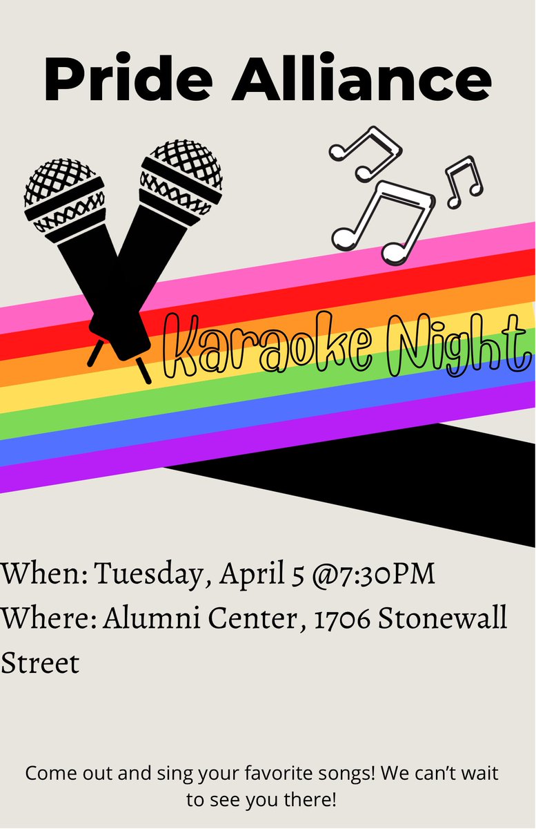 Choose your favorite song and come do karaoke with us tomorrow at the alumni center! We can’t wait to see you!