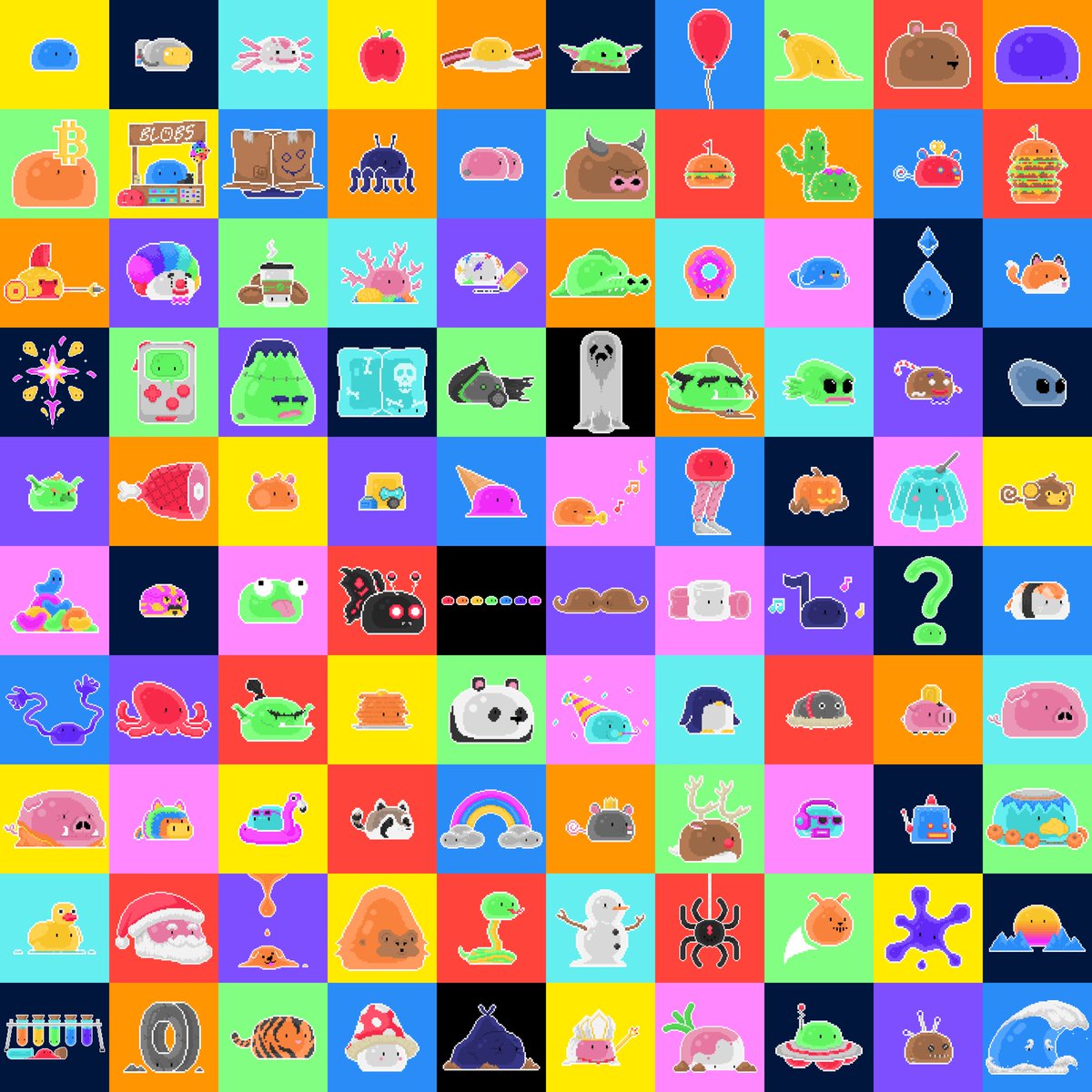 BlobCollective's tweet photo. In about 6 months, I’ve created 100+ blobs, with no plan on stopping, with new #nft blobs every week! If you like them, know someone who would get a kick out of them, or want to support the project, feel free to share it around! I hope it makes you smile - thanks for reading! 😊 https://t.co/2Eaxrv55HF