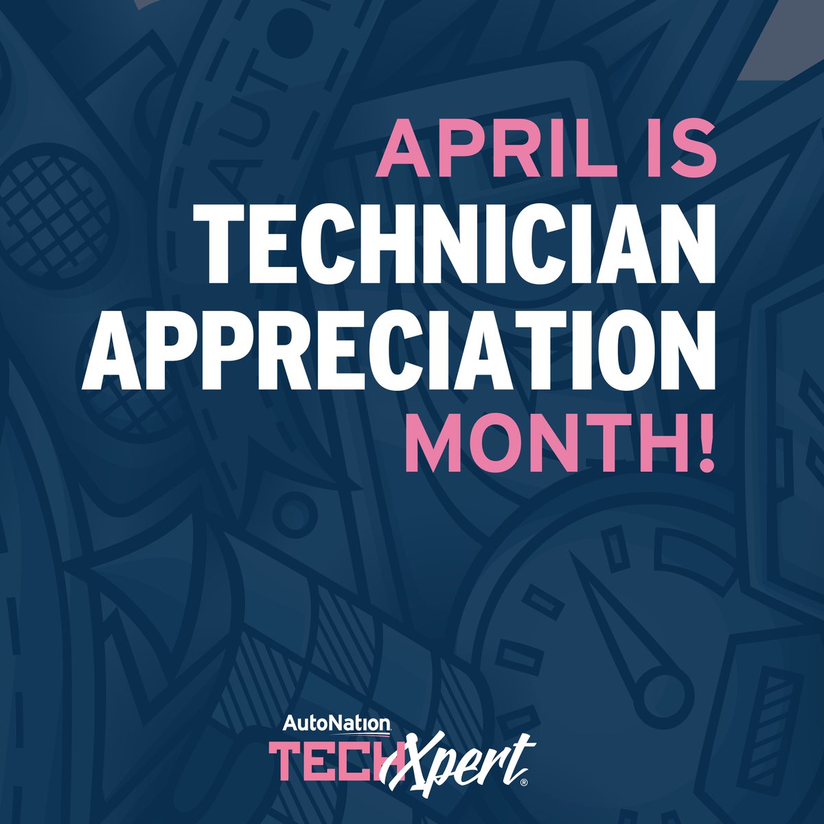 AutoNation's tweet photo. ⚙️ April is Tech Appreciation Month! Join the celebration all month long as we feature Technicians coast to coast. Click the link in our bio to read more about them! #TechXpert #techappreciationmonth 🛠️ #DRVPNK https://t.co/yeJEJzteA0