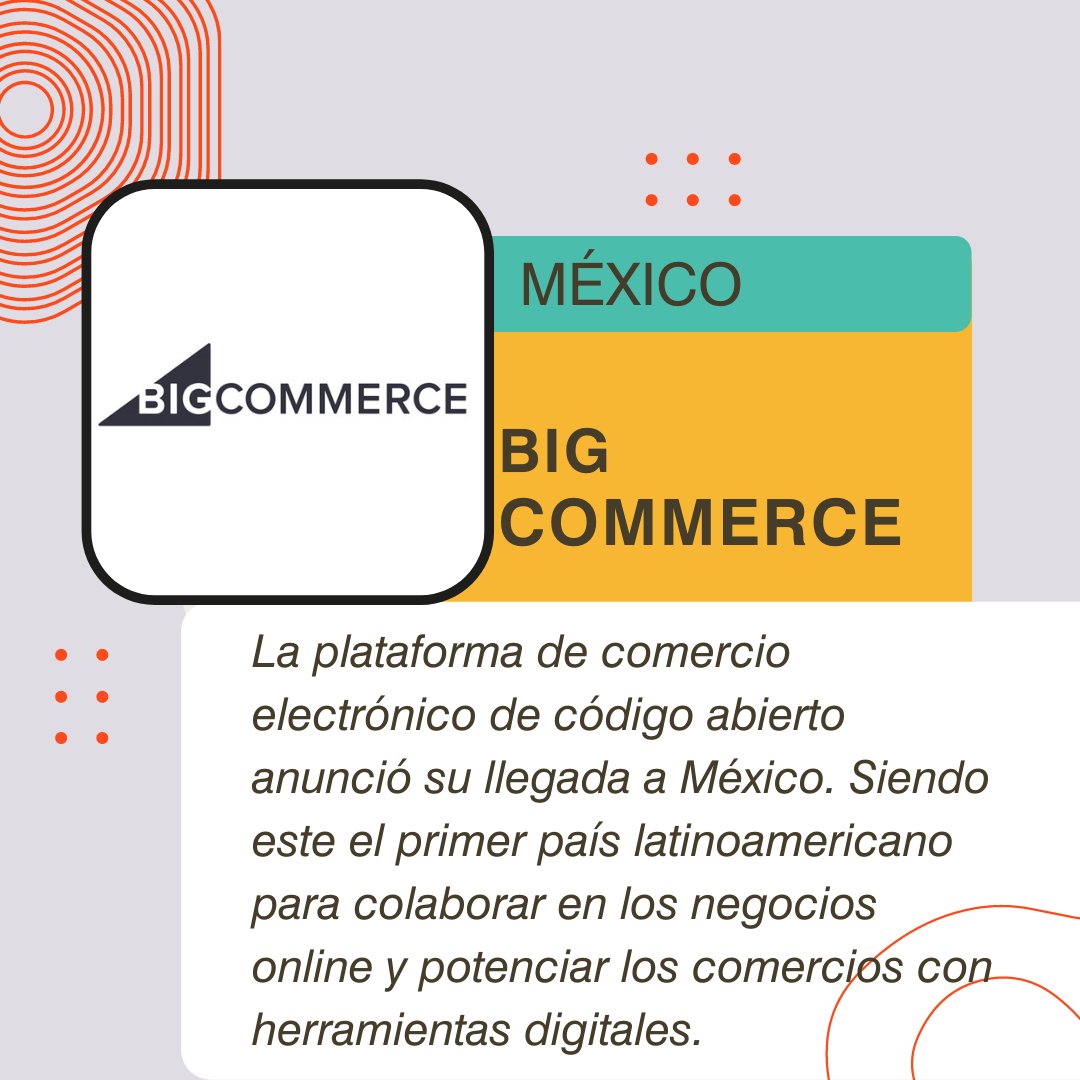 Por la pandemia, el #ecommerce ha tenido un gran crecimiento. Es por ello, que la #empresa 🇦🇺 <a href="/BigCommerce/">BigCommerce</a> a decidido expandirse a México 🇲🇽. Les deseamos muchos éxitos💪.
📌Fuente: bit.ly/37aYQ0W
#tiendaonline #shoppingonline #Digital #digitalizacion #comercio #internet