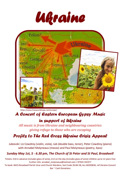 pcowdrey's tweet photo. If near #oxfordshire please join us for this #fundraiser for #ukraine #jubovski #gypsymusic #broadwell #filkins #langford #mayday https://t.co/CuWpYoozMt