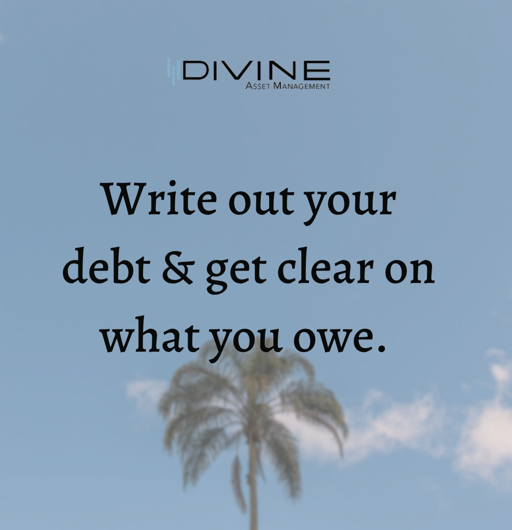 Understanding what you owe is an essential part of your financial plan. Whether you start with the highest interest rates (avalanche method) or the smallest balances (snowball method) - list out your debts and create a paydown plan. #MotivationMonday #DebtPayDown #Divine