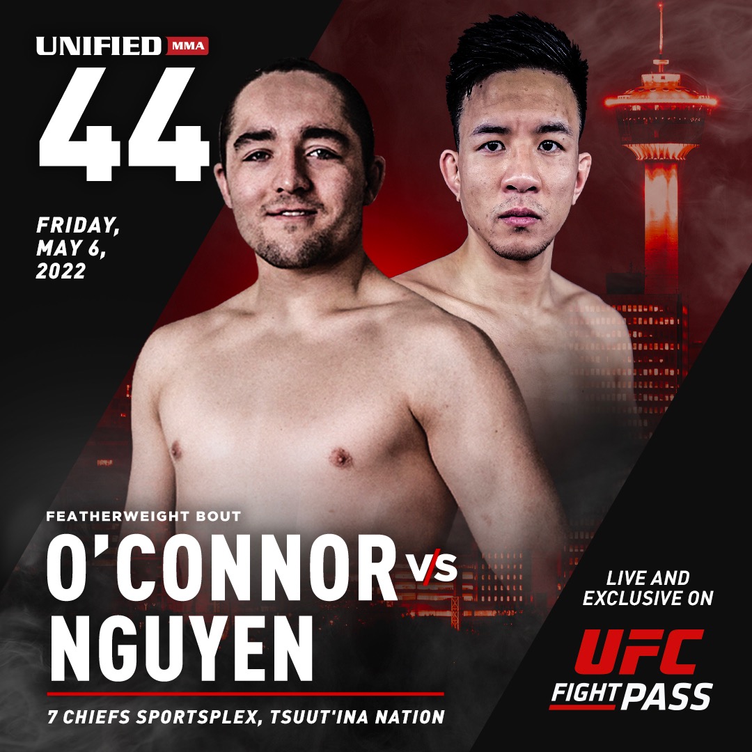 🚨 <a href="/TomBigNasty/">Tom O'Connor</a> (9-2) has drawn a new challenger for #Unified44 on May 6 in #YYC 👉🏽 <a href="/johnnguyenmma/">John Nguyen</a>, who tries to climb to 5-2 with a 3rd straight win, LIVE on <a href="/UFCFightPass/">UFC FIGHT PASS</a>

TICKETS ➡️ showpass.com/unified-mma-fi…