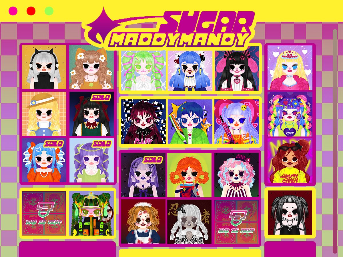 🍒。ｓｕｇａｒｍａｄｄｙｍａｎｄｙ🧽
♡ 1OO Characters ー <a href="/opensea/">OpenSea</a> NOW 22/100
『Maniac girls in the style that she obsessed』
Price : O.OO5 - O.O2 $ETH
opensea.io/collection/sug…
#NFT買います #NFT #nftart #digitalart #nftcollector #NFTCommunity #NFTCollection #art #ETH #Ethereum
