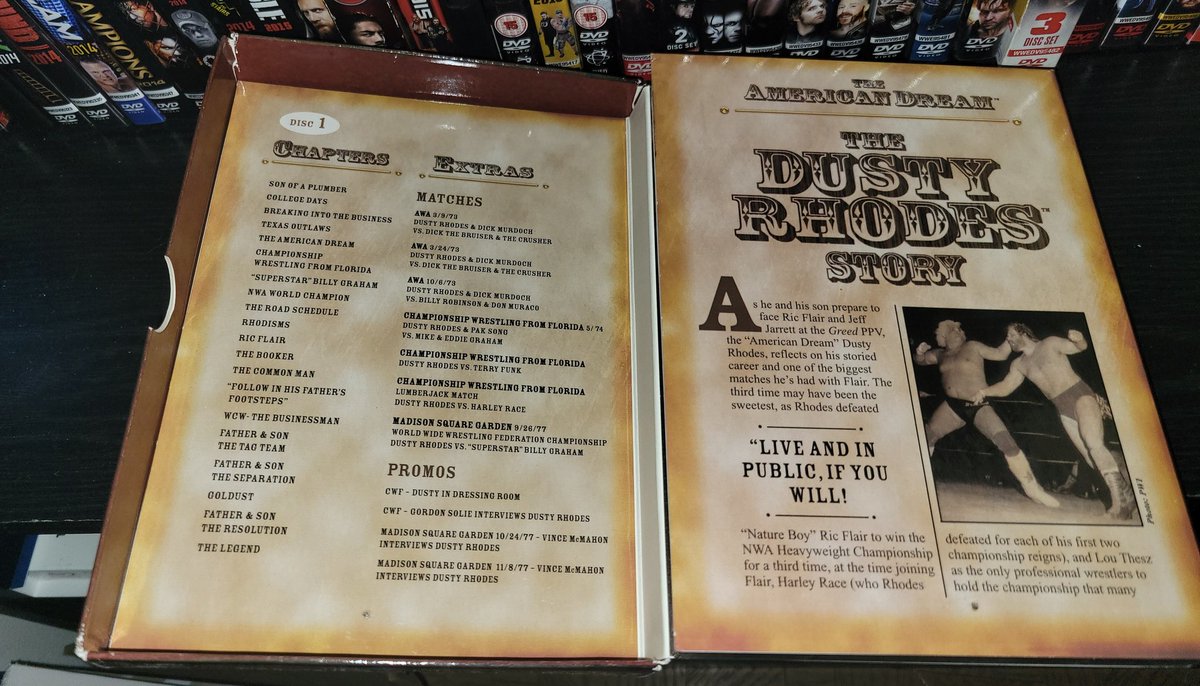 HWMGhost's tweet photo. The one of a kind American Dream Dusty Rhodes DVD set. Cody recently spoke on how this release saved his family
If you got them brand new, the button on front would play some Dusty Quotes
#CodyRhodes #DustyRhodes
#WWEHOF #WrestleMania
@WWEonAE #AELegends https://t.co/msBvvkpzZ2
