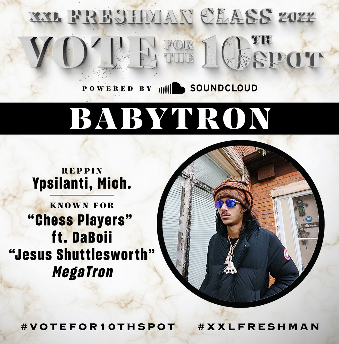 XXL's tweet photo. 🏆 VOTE FOR XXL FRESHMAN 2022 

👤 @_babytron

➡️ VOTE HERE https://t.co/C5035VT5nf

Powered by @SoundCloud https://t.co/f98JU8zCVX