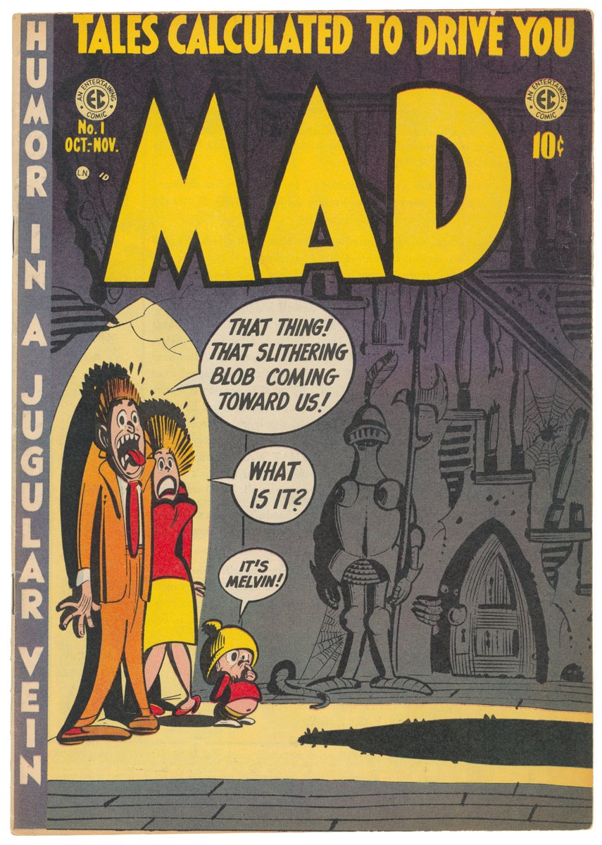 SenateHistory's tweet photo. The first issue of MAD magazine (1952) is among the records of the Judiciary Committee's Subcommittee on Juvenile Delinquency, which explored the role of popular culture in shaping adolescent behaviors and attitudes https://t.co/scqdTglj3v #SenateStories #CongressWeek https://t.co/pxN4Bo5VyM