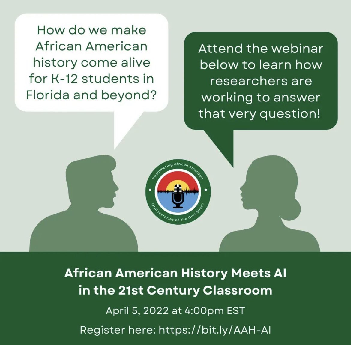 TOMORROW!
Join our discussion at 4PM EST on implementing African American oral histories into Florida’s K-12 curriculum! Educators, parents, and/or anyone frustrated by our current educational climate - you’ll want to be there!
Register here: buff.ly/3toLAx7.