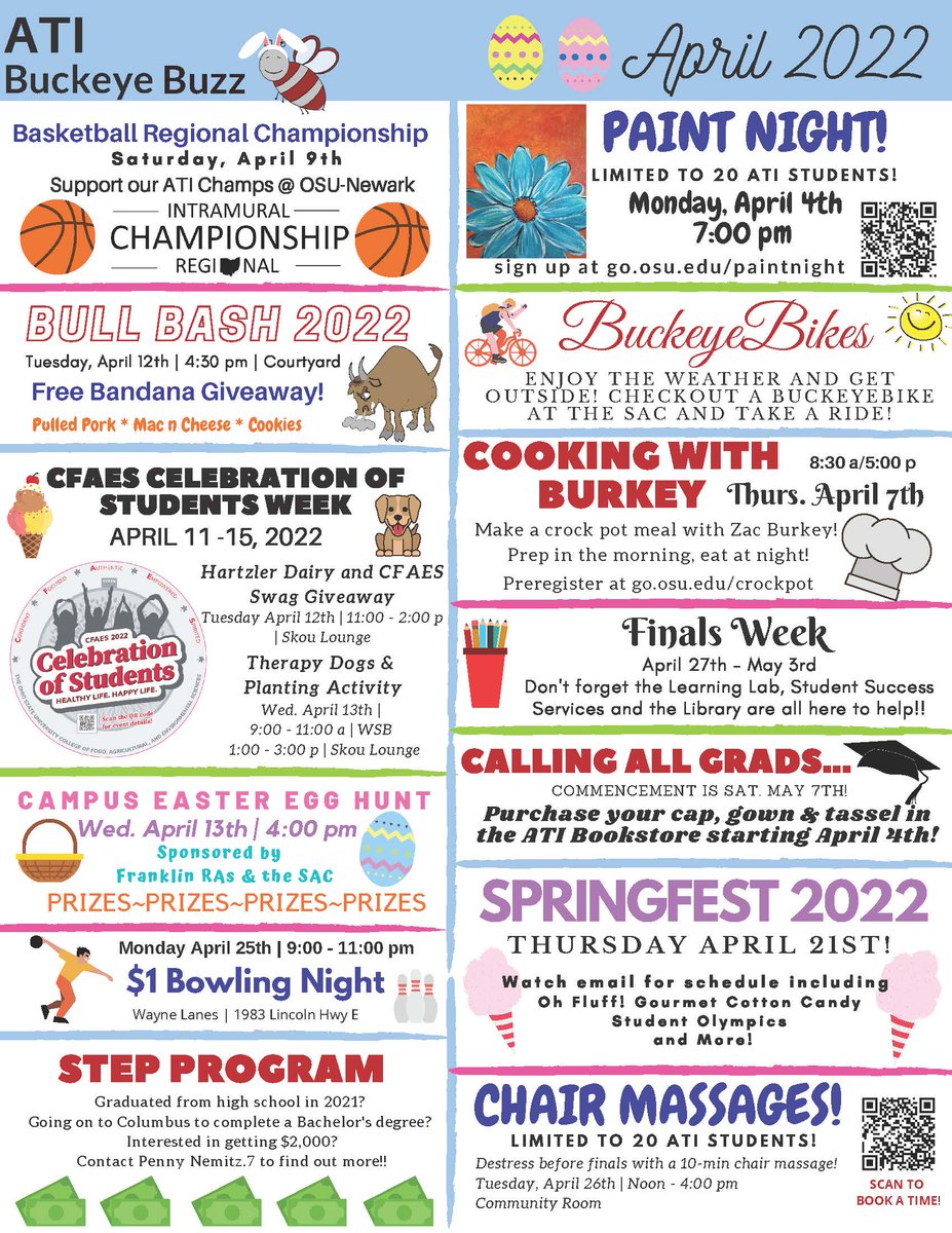 ati_osu's tweet photo. A small highlight of events for April! Be sure to check email every Monday for the Buckeye Buzz with a full line-up of campus events, activities and intramurals! https://t.co/VsGJi9cUTk