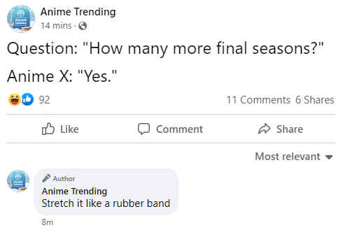 Ciffie_'s tweet photo. #AnimeTrending the sass!! 😂🔥
We getting another 5+ years worth of "final seasons"?

#Anime #AnimeNews #WinterSeason2022 https://t.co/69MJbAdMv7