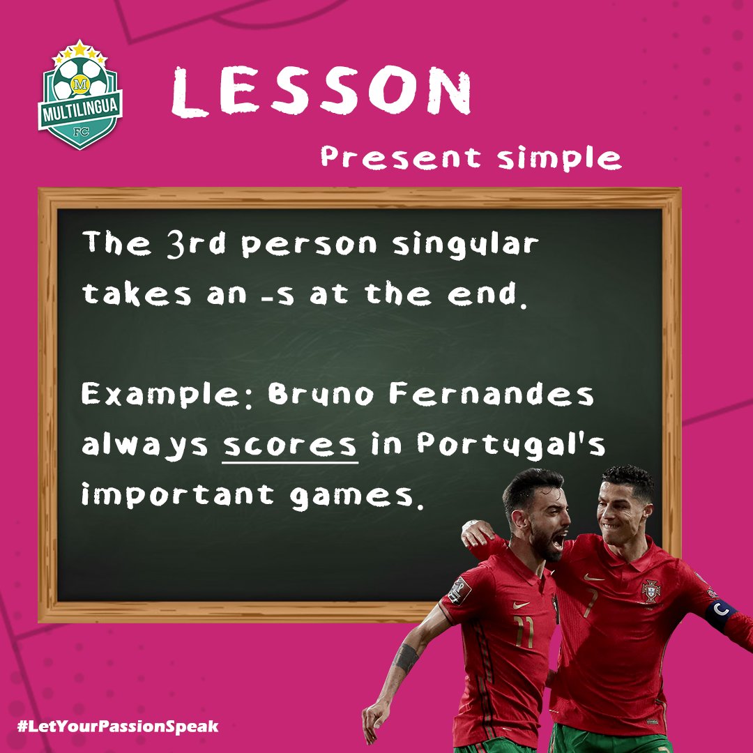 MultilinguaFC's tweet photo. #MFCLesson 🇬🇧
Present Simple. 

#EnglishThroughFootball https://t.co/3FFxrpVI2u