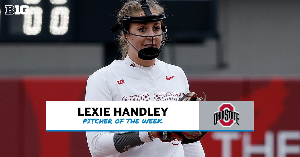 🚨 Weekly Awards Alert 🚨

Lexie Handley of <a href="/OhioStateSB/">Ohio State Softball</a> is the #B1GSoftball Pitcher of the Week!

🥎 3-0, 3 complete games, 2 shutouts, 0.31 ERA, 27 K in 22.2 IP last week
🥎 Tossed a 5-hit shutout with 11 K in March 29 win at #8 Kentucky

🗞 bit.ly/3r24DNs