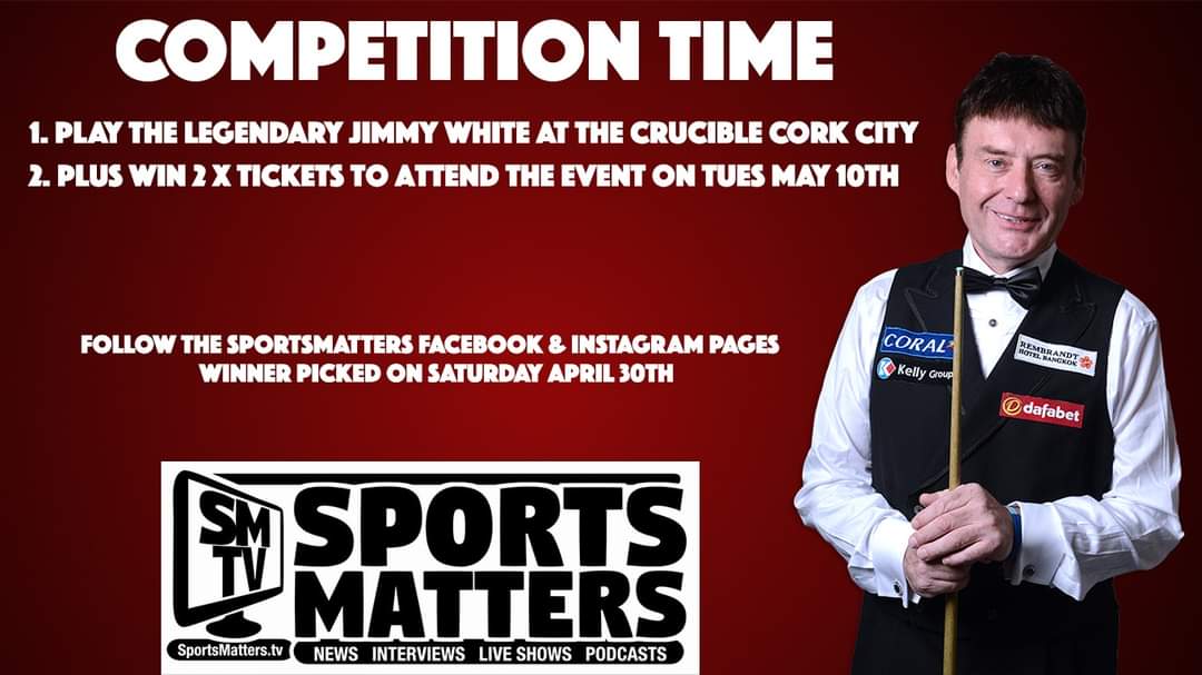 JerryCoughlan1's tweet photo. @jimmywhite147 @JerryCoughlan1 

Like &amp; follow SportsMatters on Facebook &amp; Instagram and tag the person you would like to bring to the @CrucibleCork in the comments &amp; we will select one winner ahead of this massive event. 

#Giveaways #Cork #Ireland #Snooker #JimmyWhite https://t.co/9zOYBdFFqD