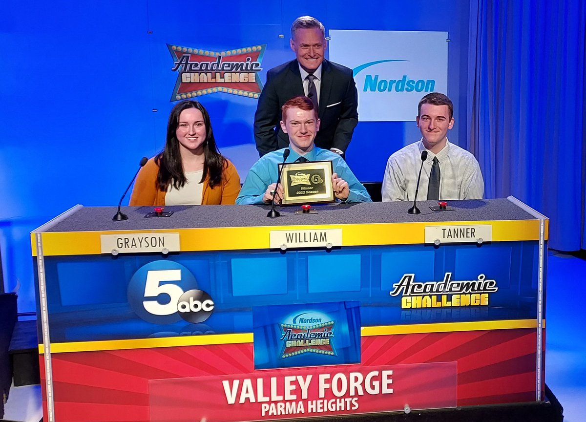 ParmaSchools's tweet photo. Congratulations to the Valley Forge Academic Challenge Team - seniors William Vineyard, Grayson Tvrdik, and junior Tanner Green for taking home the win! The team is coached by co-advisors Tim Vojta and Monica Simanella. Way to go students!🏅🏆
#GoForge #PCSDProud @PCSDvalleyforge https://t.co/pEjiW8mbGW