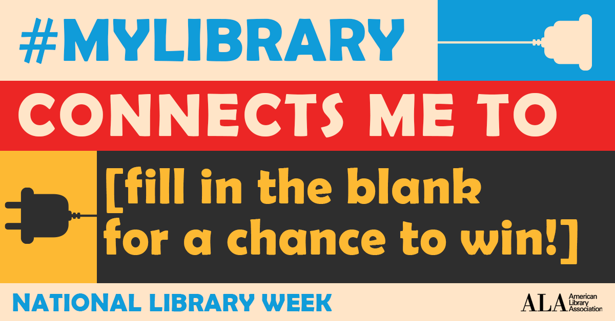 PolkCoLibrary's tweet photo. Happy National Library Week! American Library Association is asking you to post about ways that your library connects you to people, services, and opportunities using the #MyLibrary hashtag for a chance to win $100! Find out more at https://t.co/PezuaIRKP6. https://t.co/6Zoei1PXjF