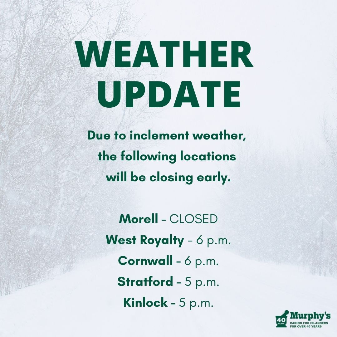 Due to deteriorating weather conditions a number of our pharmacies will be closing early. Please monitor our social media for further updates.