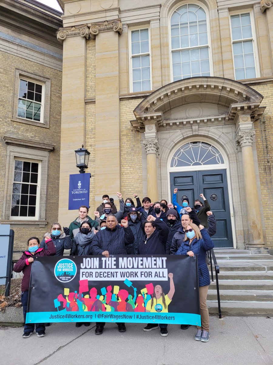 cupe3261's tweet photo. Our leaders just delivered a petition signed by a majority of front line service workers across three campuses asking @UofT to stop contracting out cleaning work to for-profit companies! #DecentWorkForAll #PeopleBeforeProfits @CUPEOntario @fairwagesnow https://t.co/wwcGdoD9gX