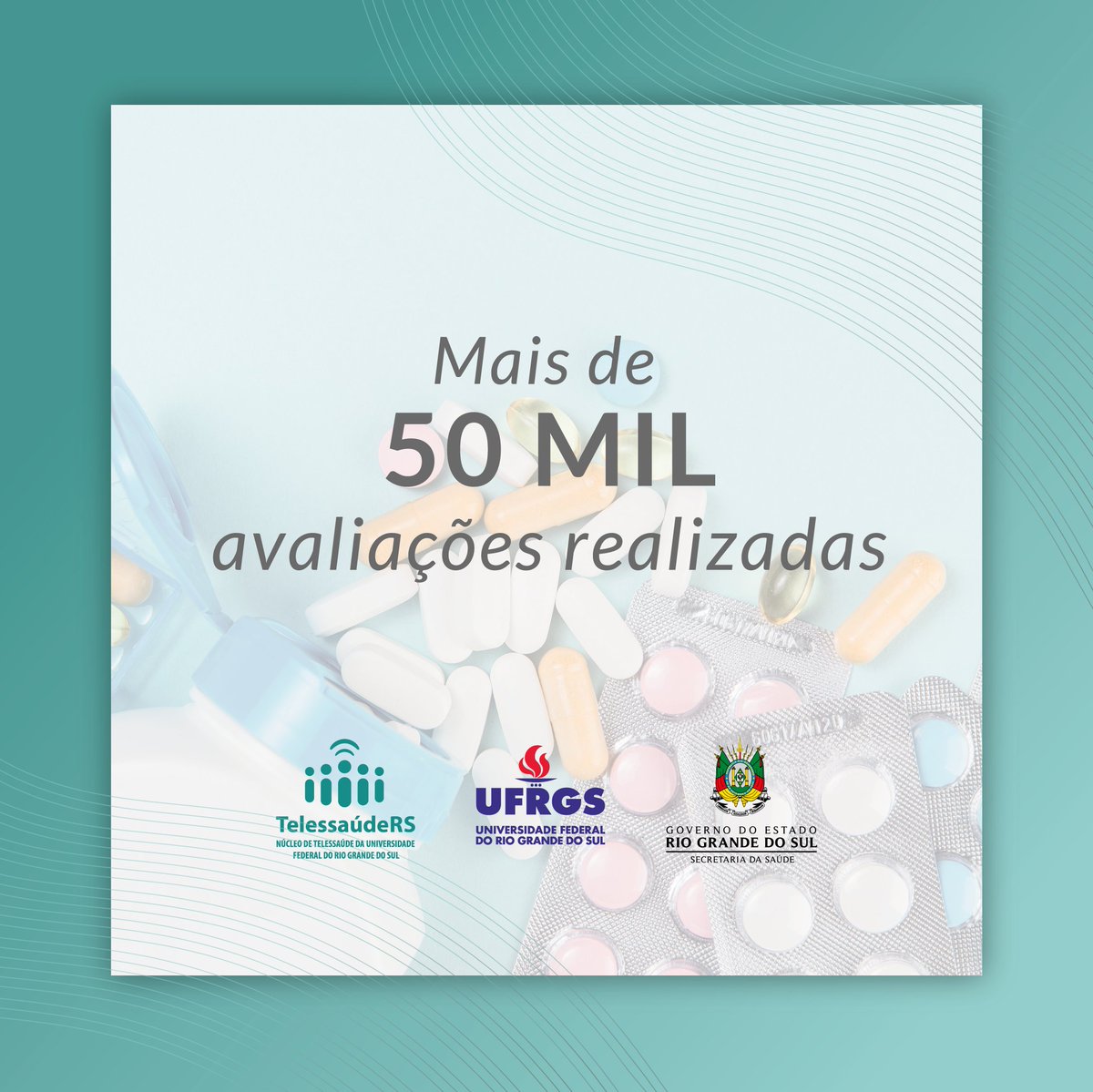 Atingimos a marca de 50mil avaliações realizadas através do projeto de Assistência Farmacêutica em parceria com a <a href="/SaudeGovRS/">Secretaria da Saúde RS</a>.