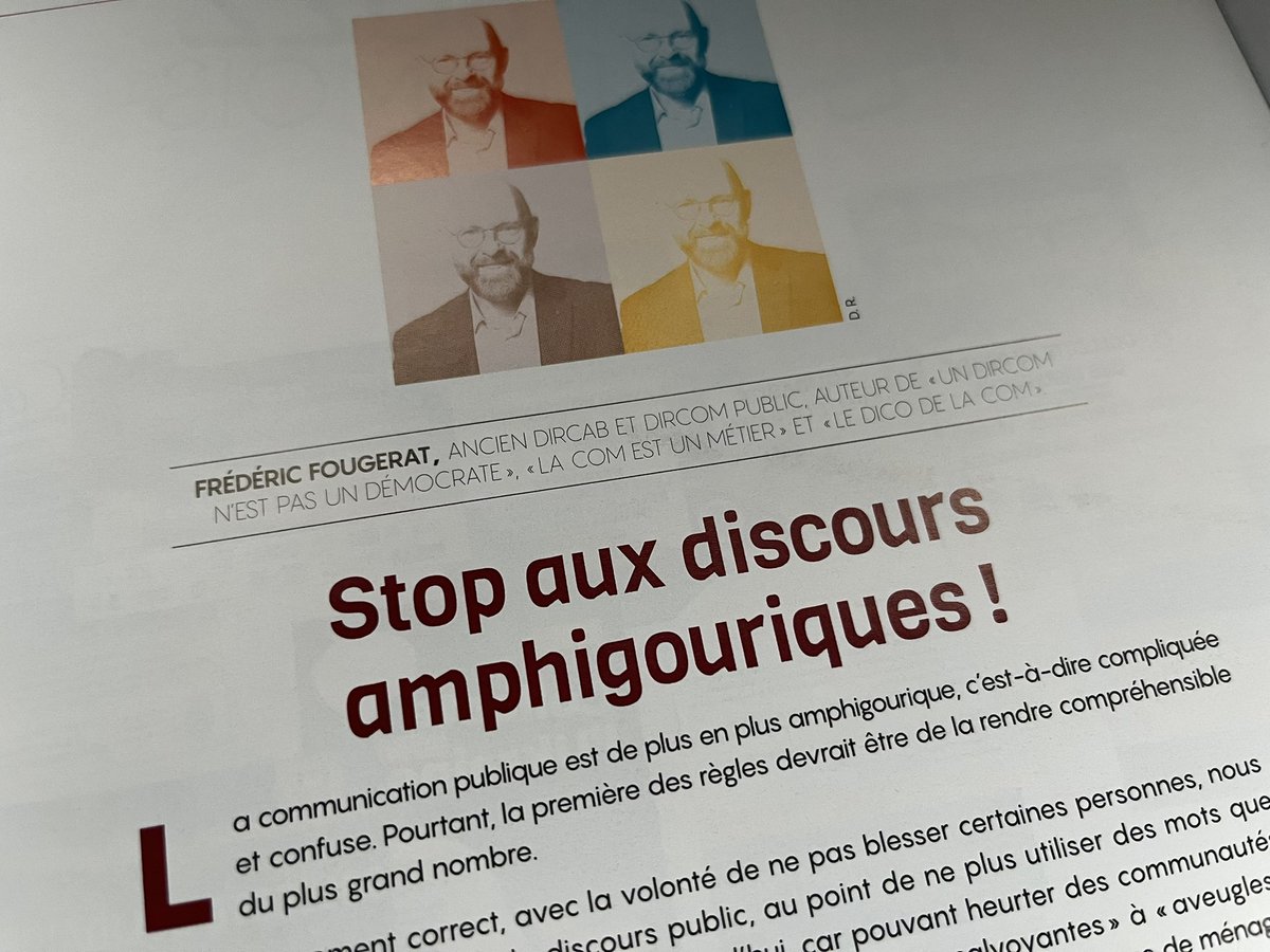 La #communication publique est de plus en plus amphigourique, c’est-à-dire compliquée et confuse. Pourtant, la première des règles devrait être de la rendre compréhensible du plus grand nombre. Via <a href="/magazinebrief/">Brief</a> n° 97 / avril 2022
#ComPublique