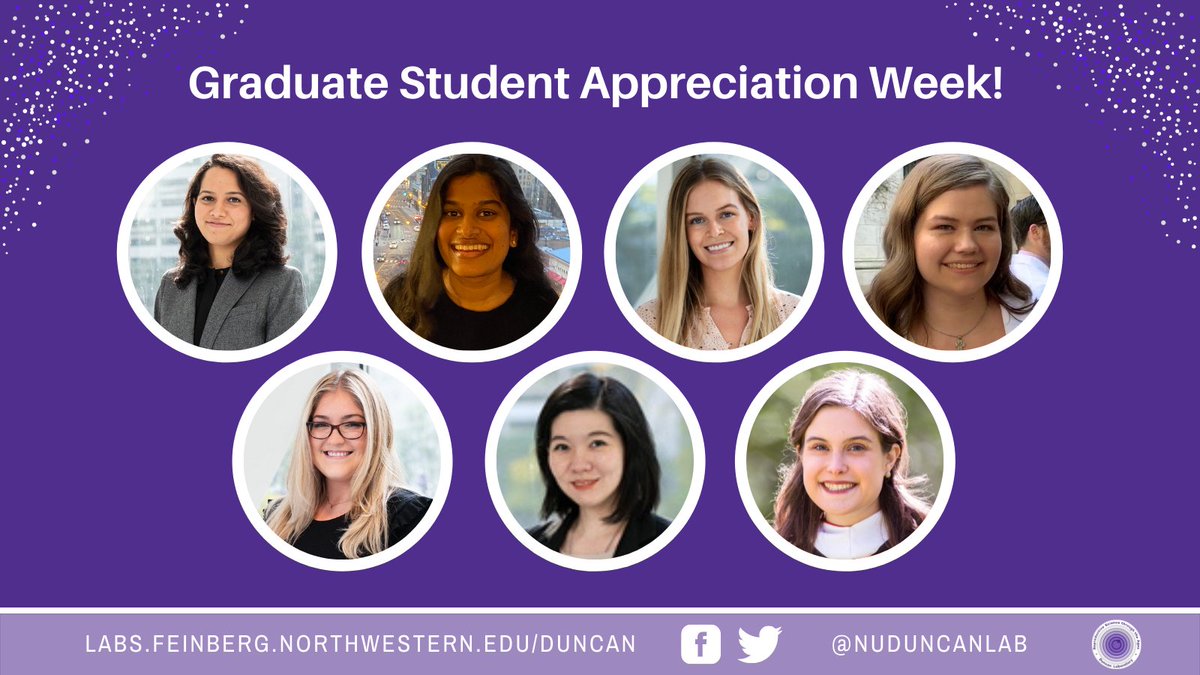 NUDuncanLab's tweet image. In celebration of Graduate and Professional Student Appreciation week, we would like to recognize our students for all their hard work!🎉
@NU_CRS @NMGynecology 
#WomeninSTEM #ReproductiveScience
