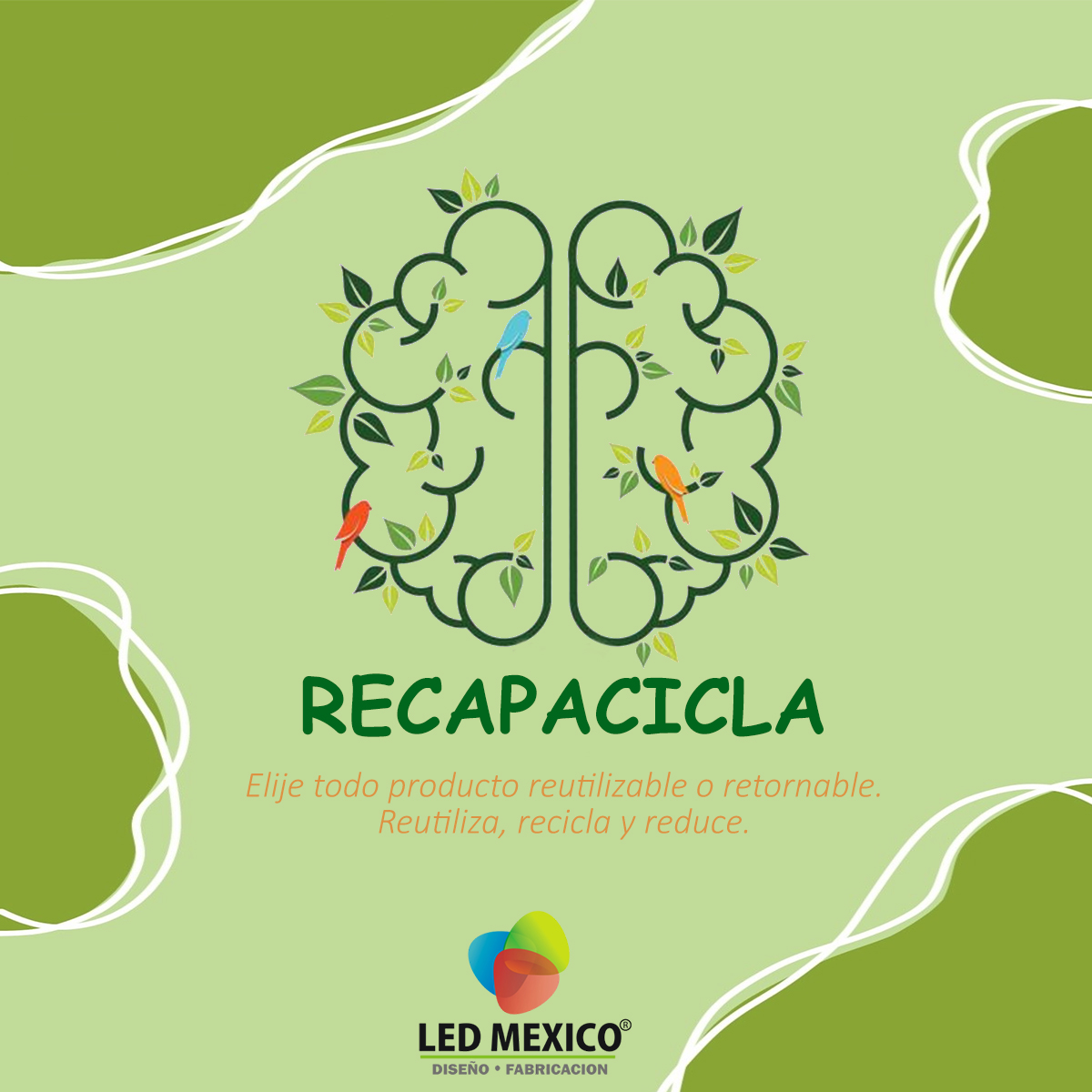 ledmexico1's tweet photo. ** A B R I L **
Mes de la tierra🌎
🧠Recapacicla🧠
Utiliza siempre productos reciclables o retornables, evita los desechables.
Recuerda Reutilizar, Reusar y Reciclar♻️

#ledmexico #mesdelatierra #abril #Las3R #Reutiliza #Recicla #Reusa https://t.co/Ia6BUH4HK2
