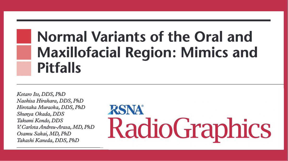 Welcome to my first #Tweetorial on the imaging of normal variants in the oral and maxillofacial region. 

doi.org/10.1148/rg.210…

#RGphx1/