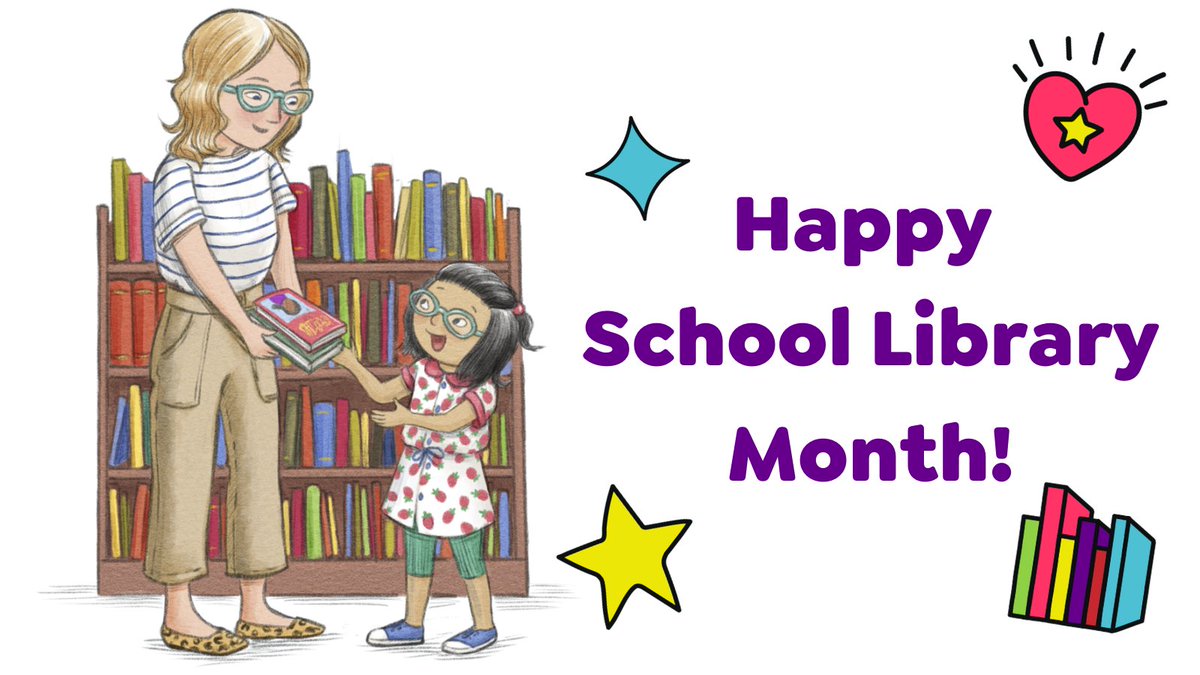 HAPPY #SCHOOLLIBRARYMONTH! Today is #NationalSchoolLibrarianDay! 🎉 
To celebrate, each week for the month, we will have a winner chosen to receive a librarian care package! To enter this week; like, RT, and comment your school and your fave thing about being a school librarian!