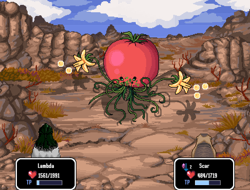 Battle against a #wild tomato! 🍅

#pixel_dailies | #pixelart | #ドット絵 | <a href="/Pixel_Dailies/">Pixel Dailies</a>