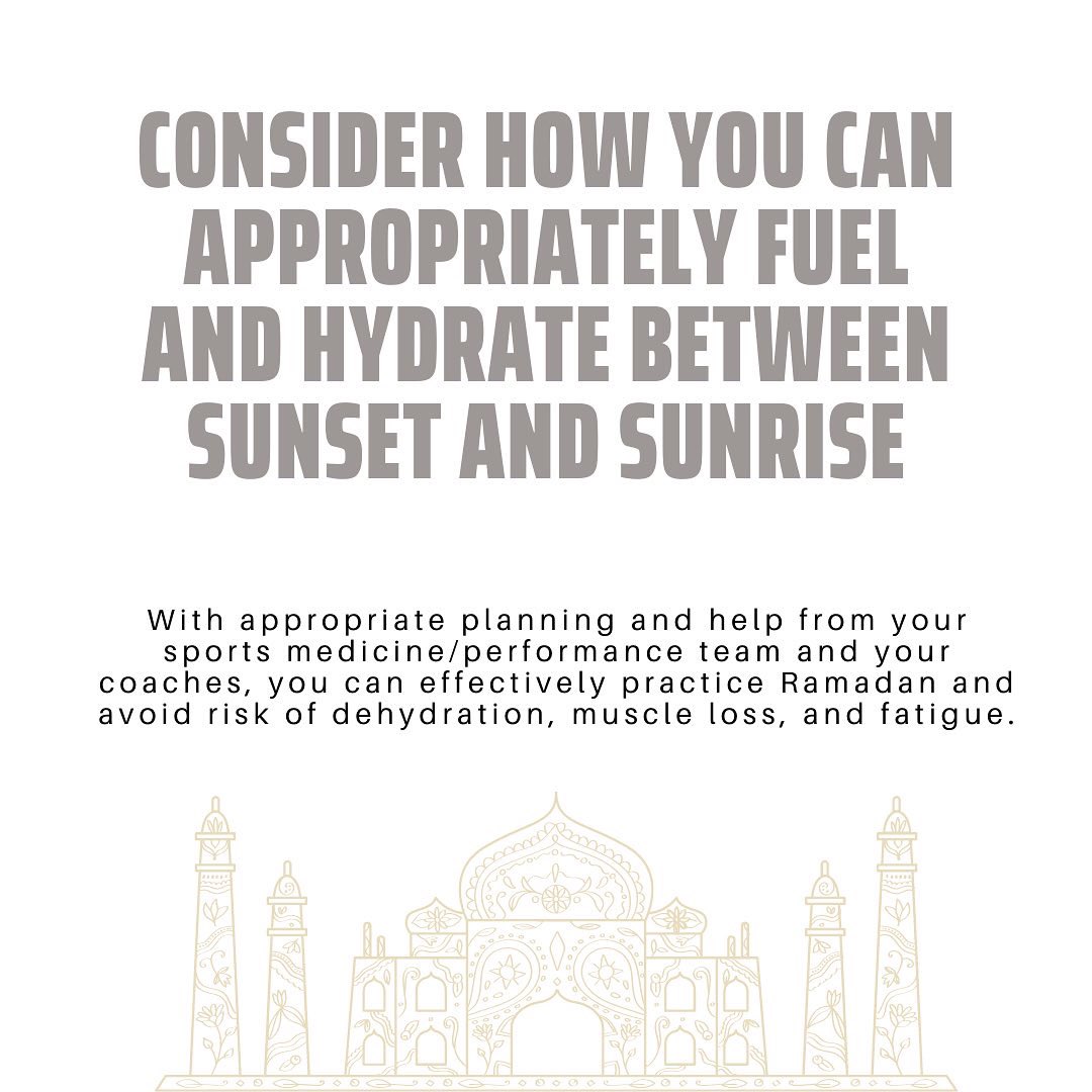 Fueling for Ramadan should be an individualized approach - make sure to let your Sports RD know if you are observing!