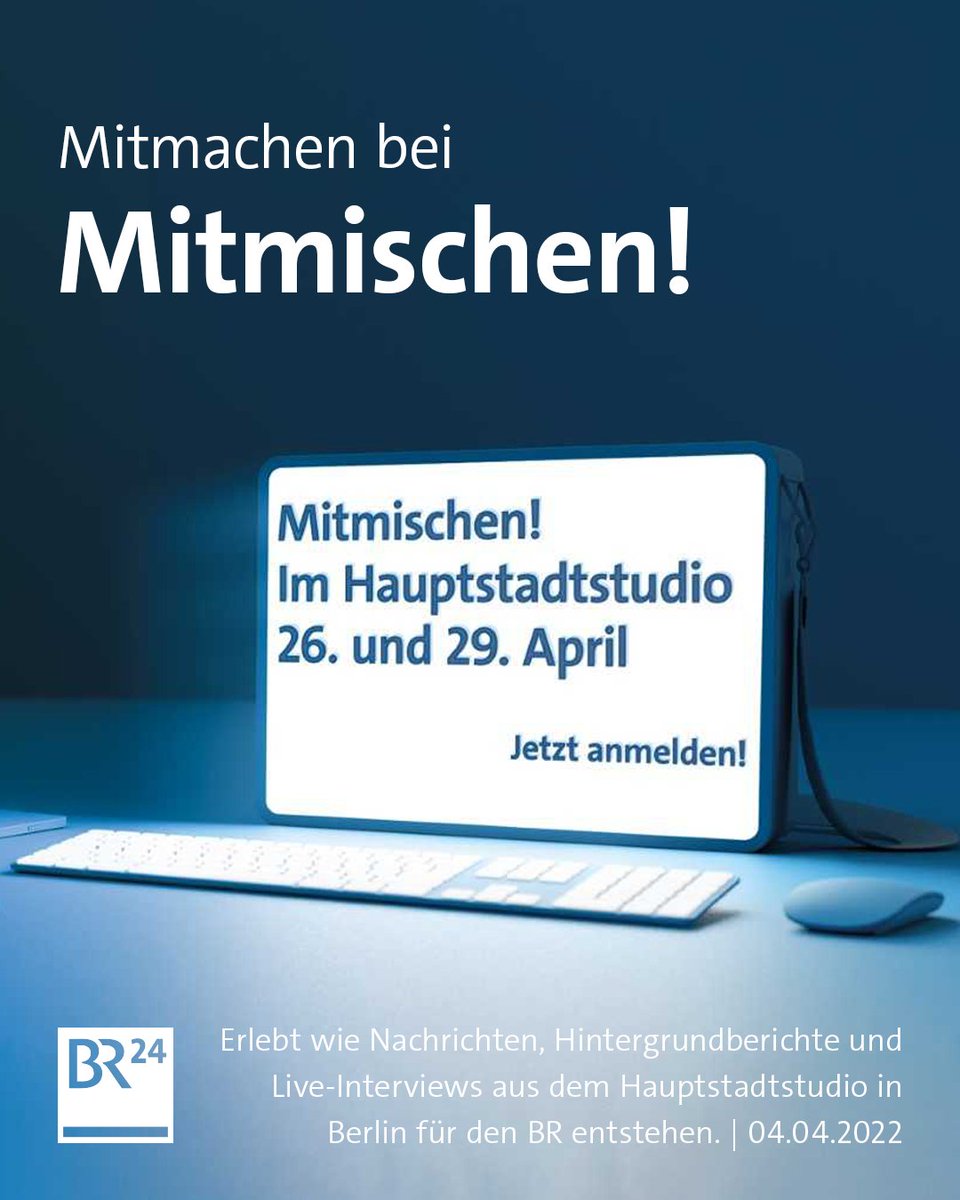 Ihr wollt wissen, wie Politik und Live-Interviews aus Berlin in den BR kommen?  Bei Mitmischen! erlebt Ihr es, seid live zugeschaltet ins Berliner Hauptstadtstudio des BR. Gespräche &amp; Diskussionen mit BR-Korrespondenten. Jetzt anmelden ➔ br.de/mitmischen