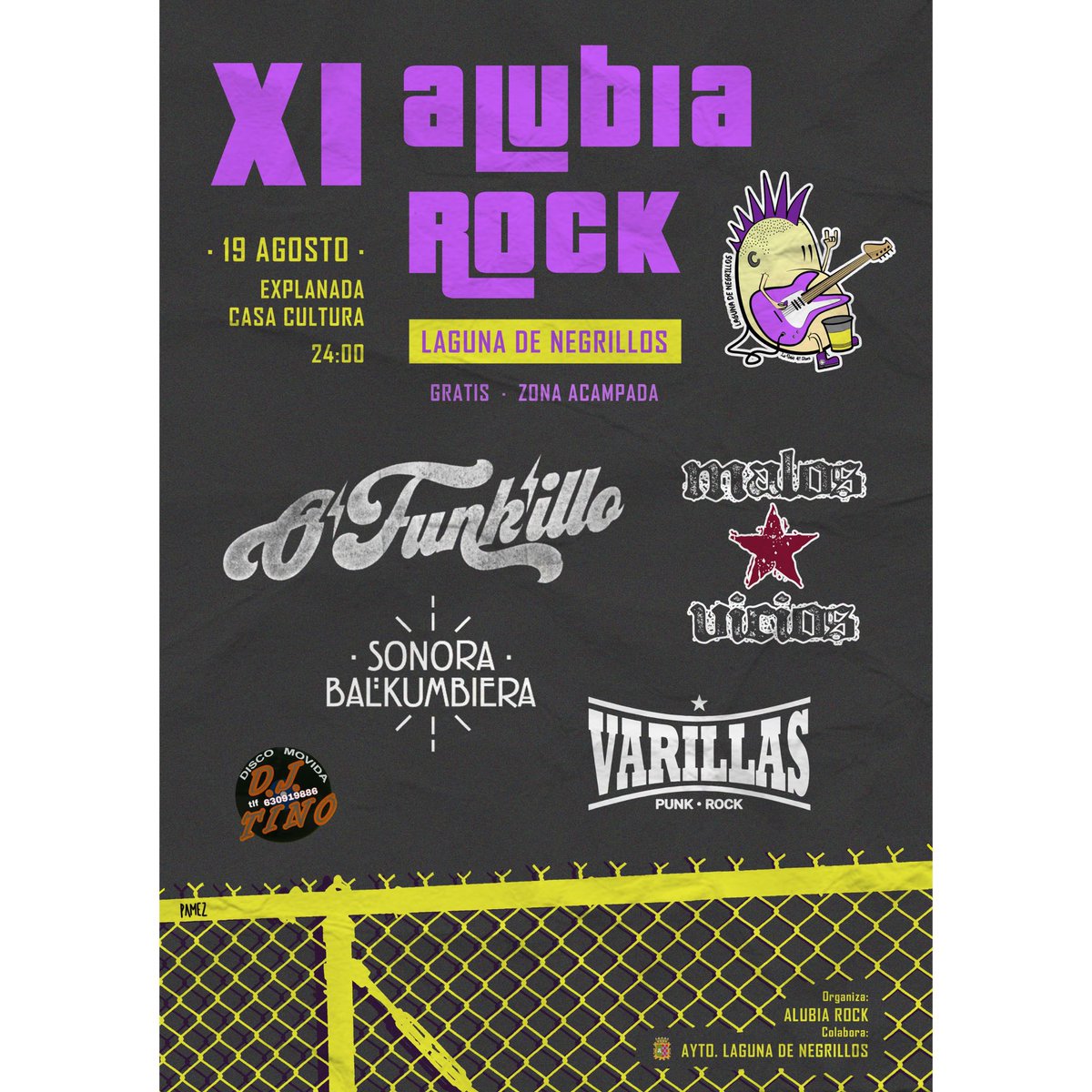 🔥XI ALUBIA ROCK🔥

Volvemos a la carga con más ganas que nunca🤘🏻
Como lo prometido es deuda volvemos a respetar el mismo cartel del 2020.
VARILLAS
<a href="/ofunkilloband/">ofunkillo oficial</a> 
<a href="/Malos_Vicios/">Malos Vicios</a> 
@SONORABALKUMBIERA 
Y el gran DjTINO

🗓Viernes 19 de agosto
➡️LAGUNA DE NEGRILLOS(leon)